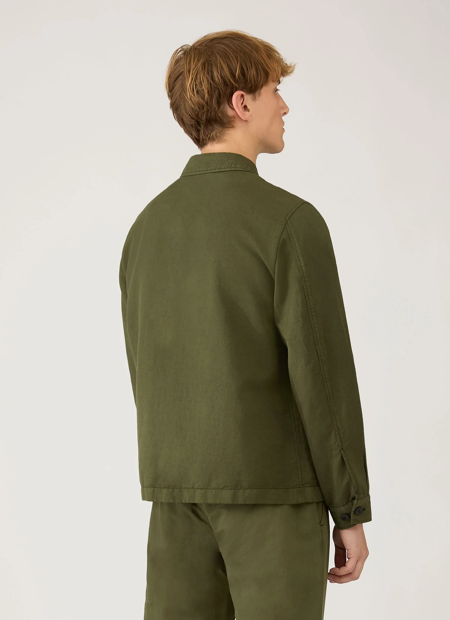 Men's Cotton Linen Jacket in Deep Olive - Image 5
