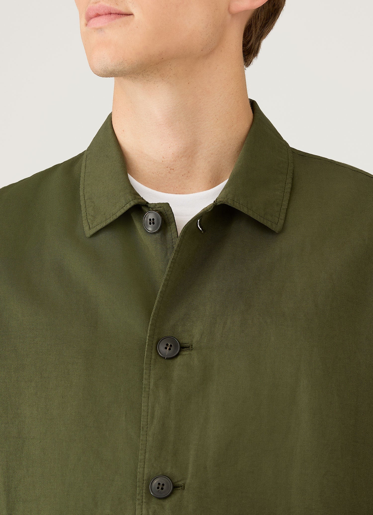 Men's Cotton Linen Jacket in Deep Olive - Image 6