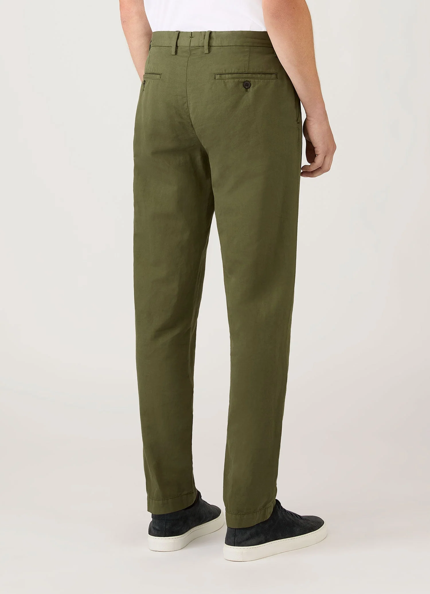 Men's Cotton Linen Trouser in Deep Olive - Image 5