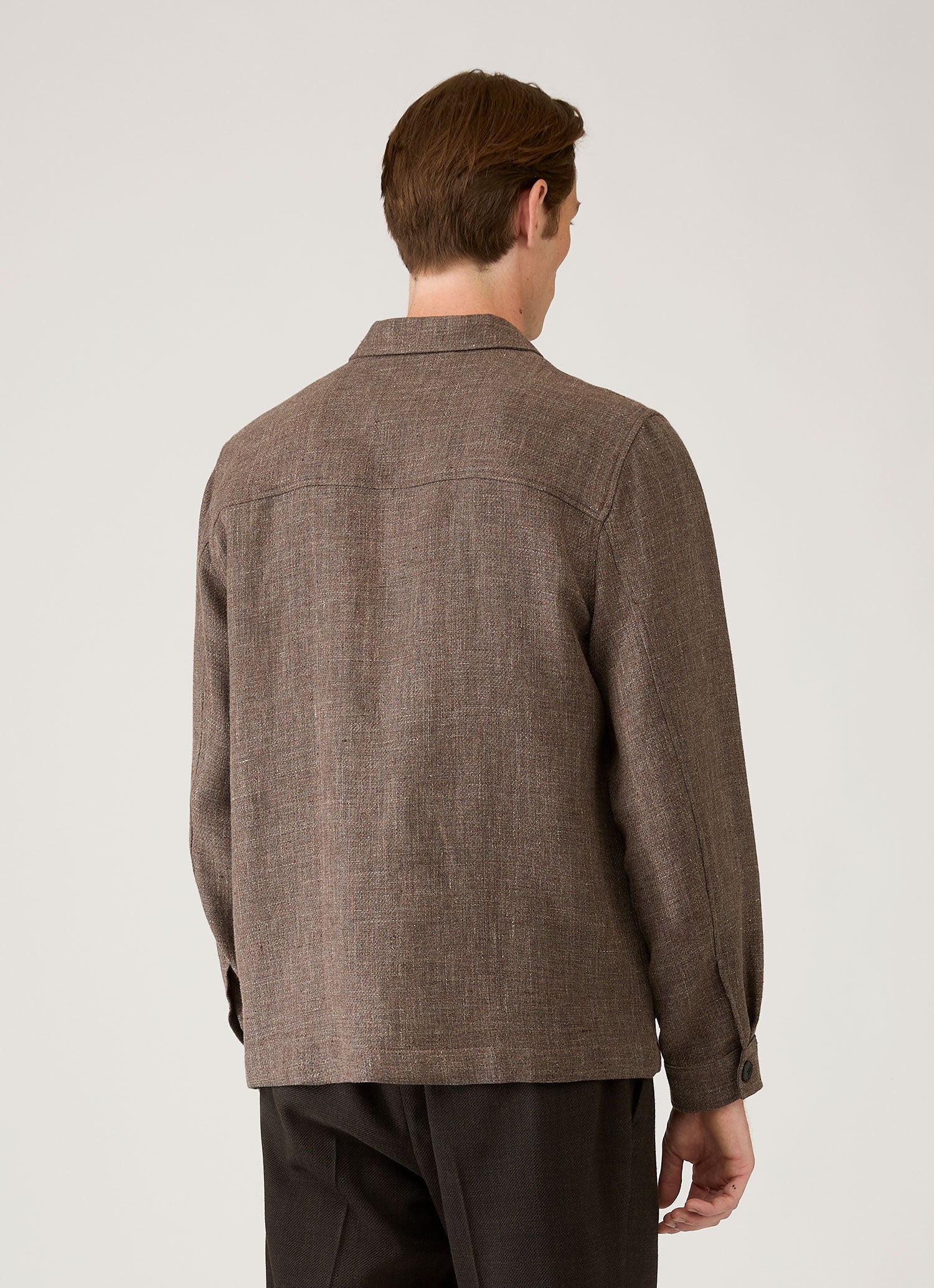 Men's Cotton Linen Twill Twin Pocket Jacket in Dark Cedar - Image 5