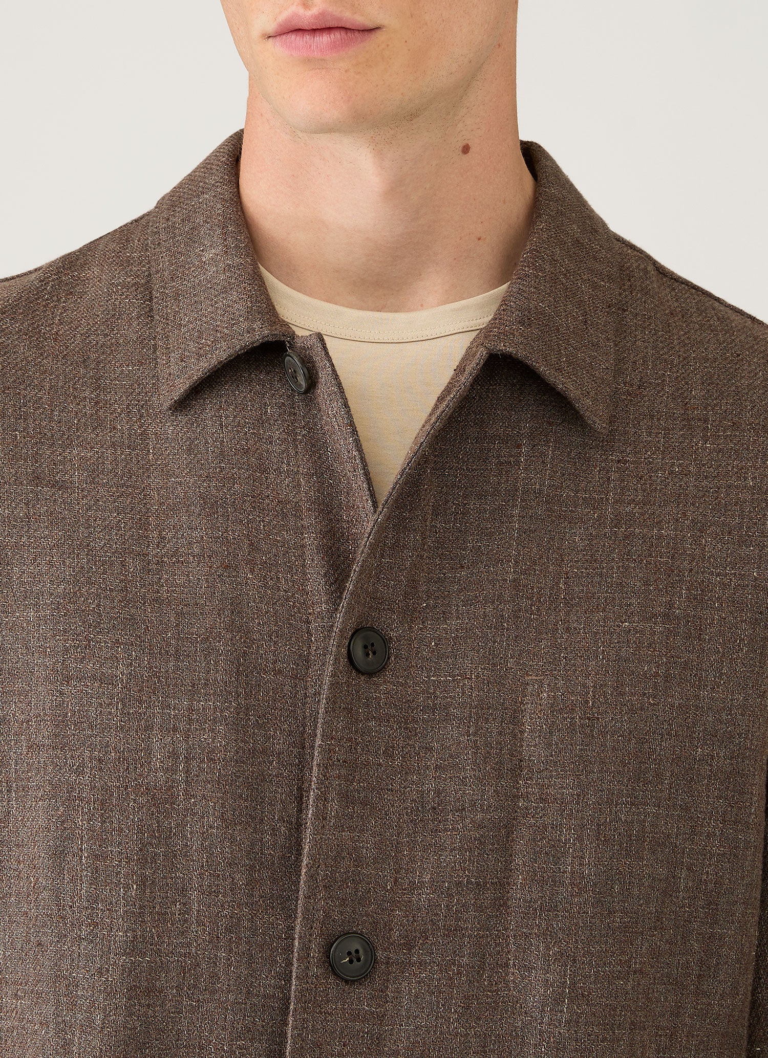 Men's Cotton Linen Twill Twin Pocket Jacket in Dark Cedar - Image 6