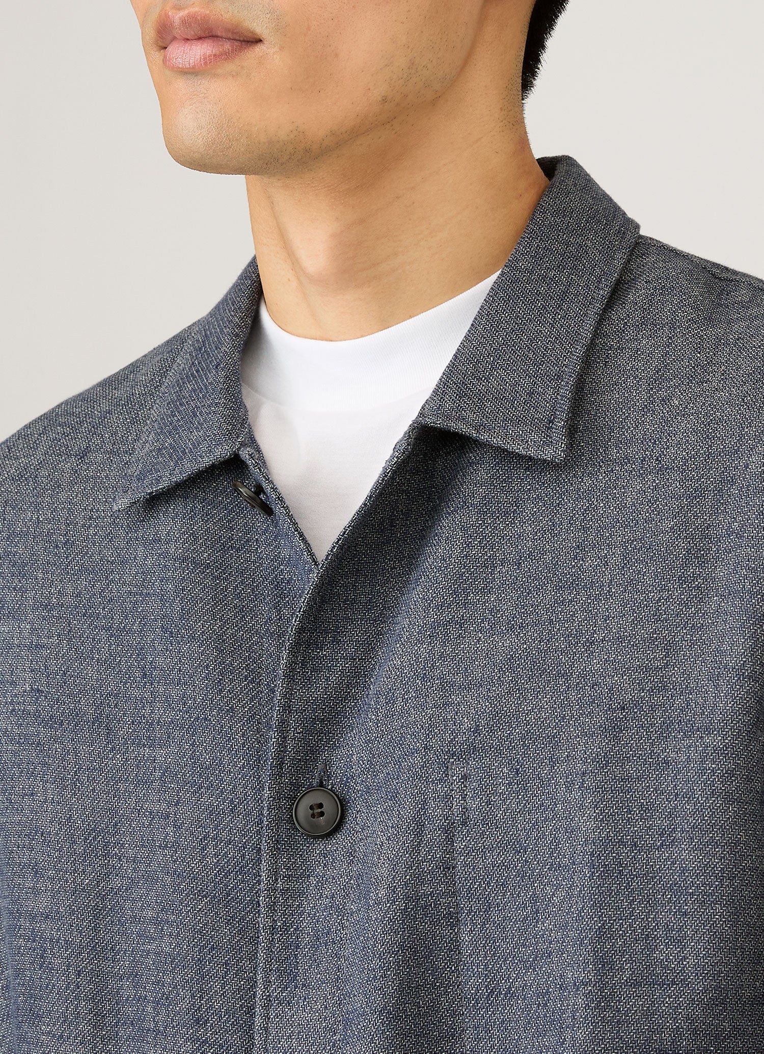 Men's Cotton Linen Twill Twin Pocket Jacket in Denim Blue - Image 6