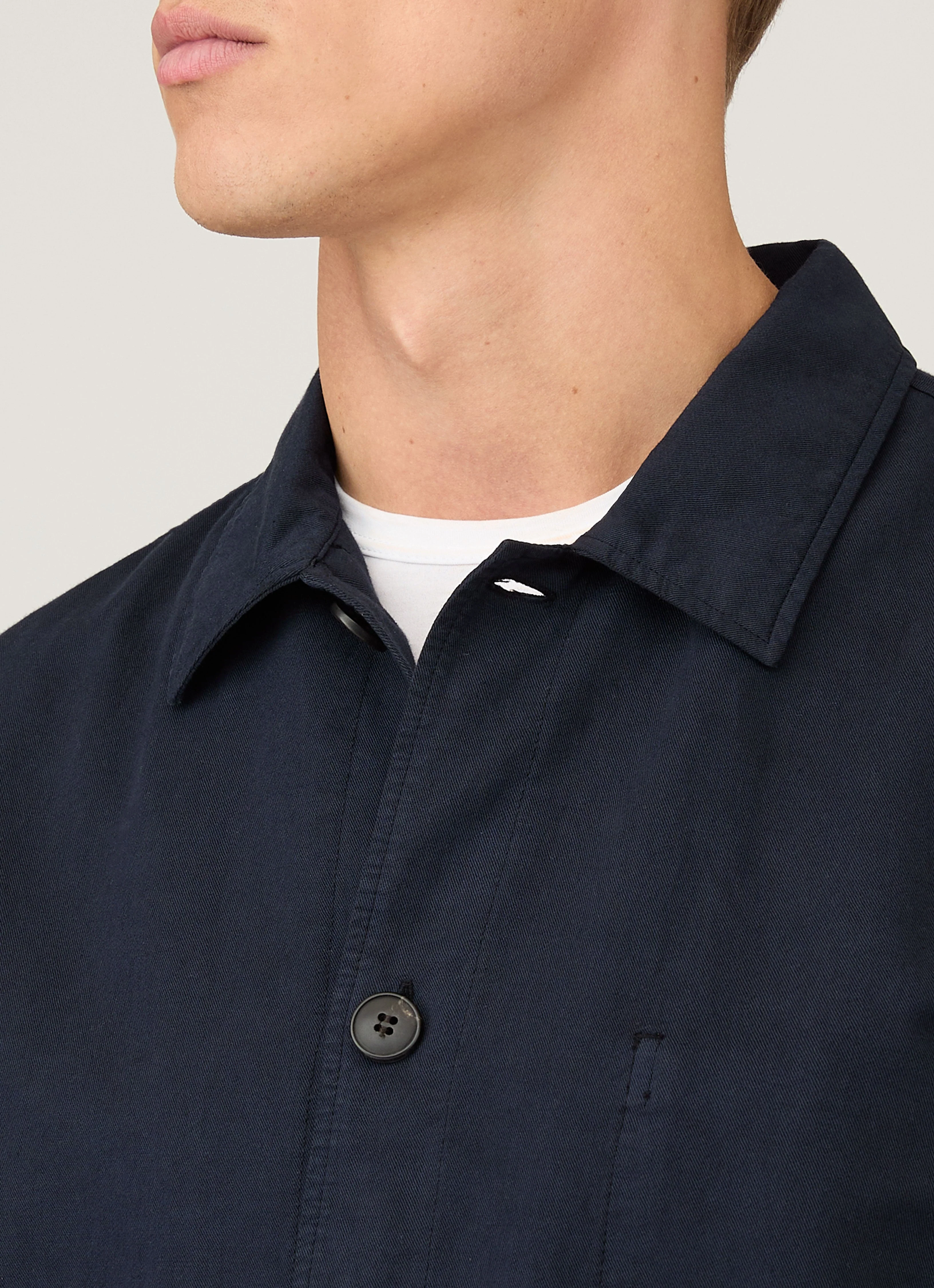 Men's Cotton Linen Twin Pocket Jacket in Navy - Image 6
