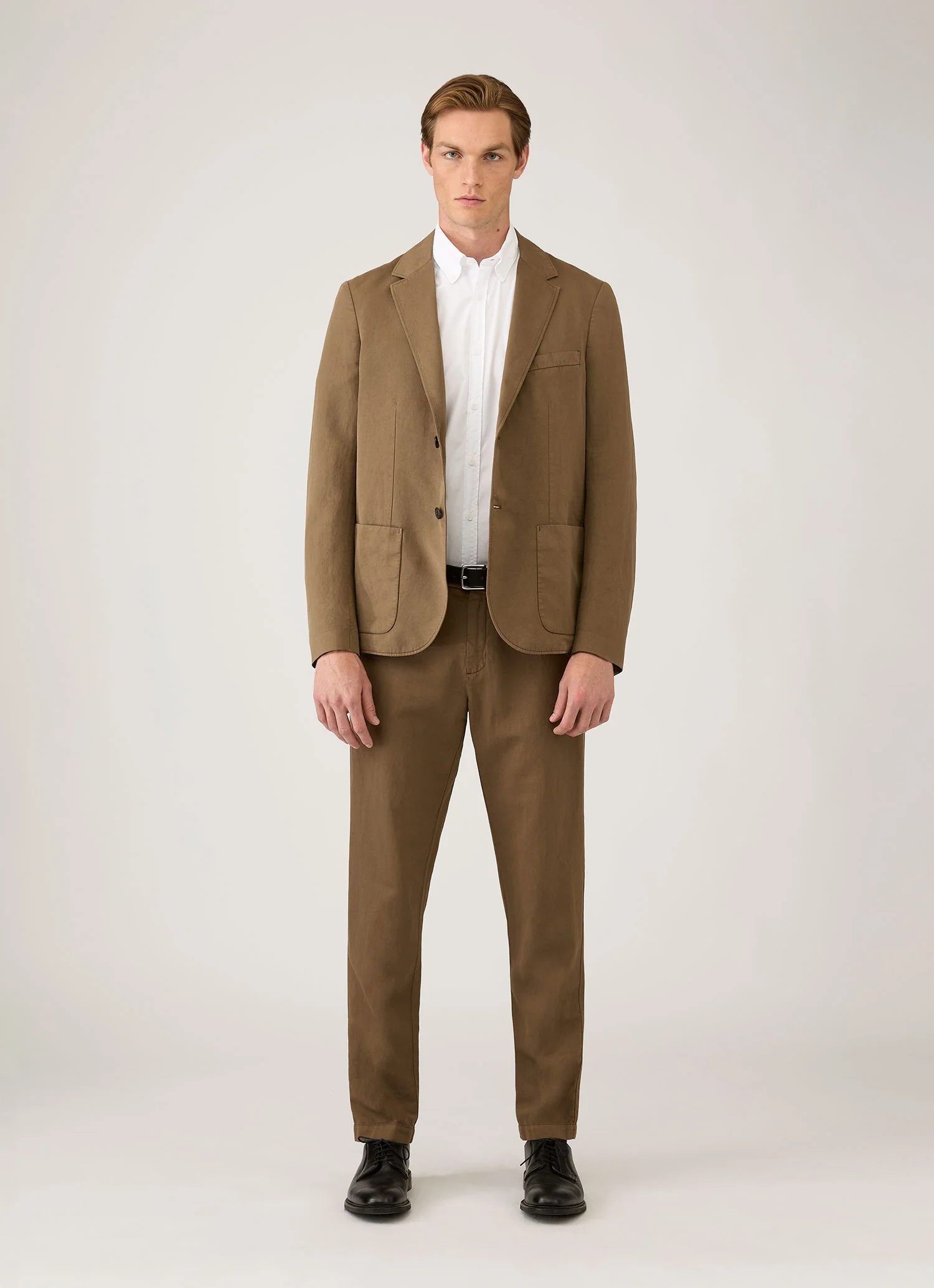 Men's Cotton Linen Two-Piece Suit in Dark Cedar - Image 2