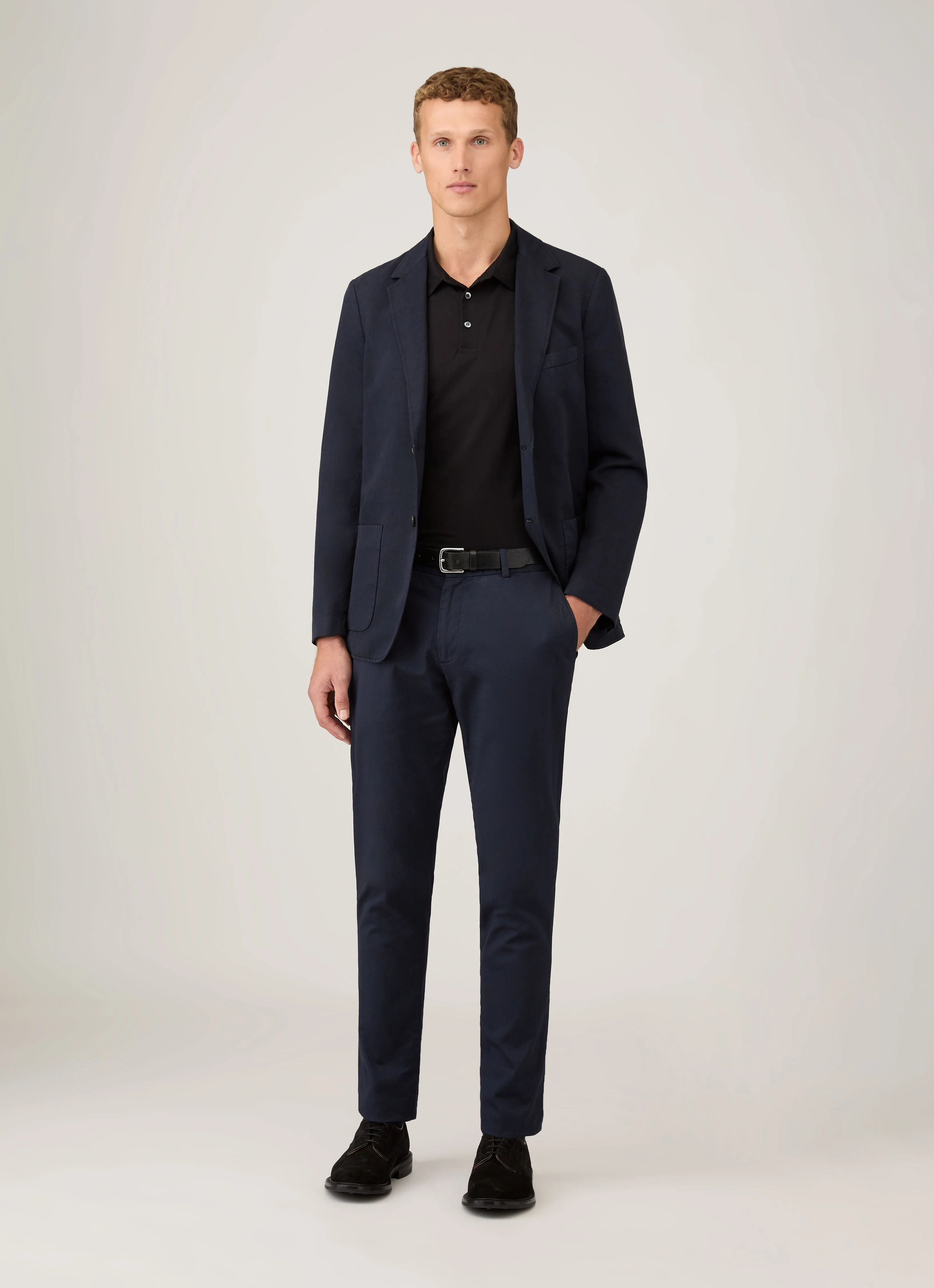 Men's Cotton Linen Blazer in Navy - Image 3