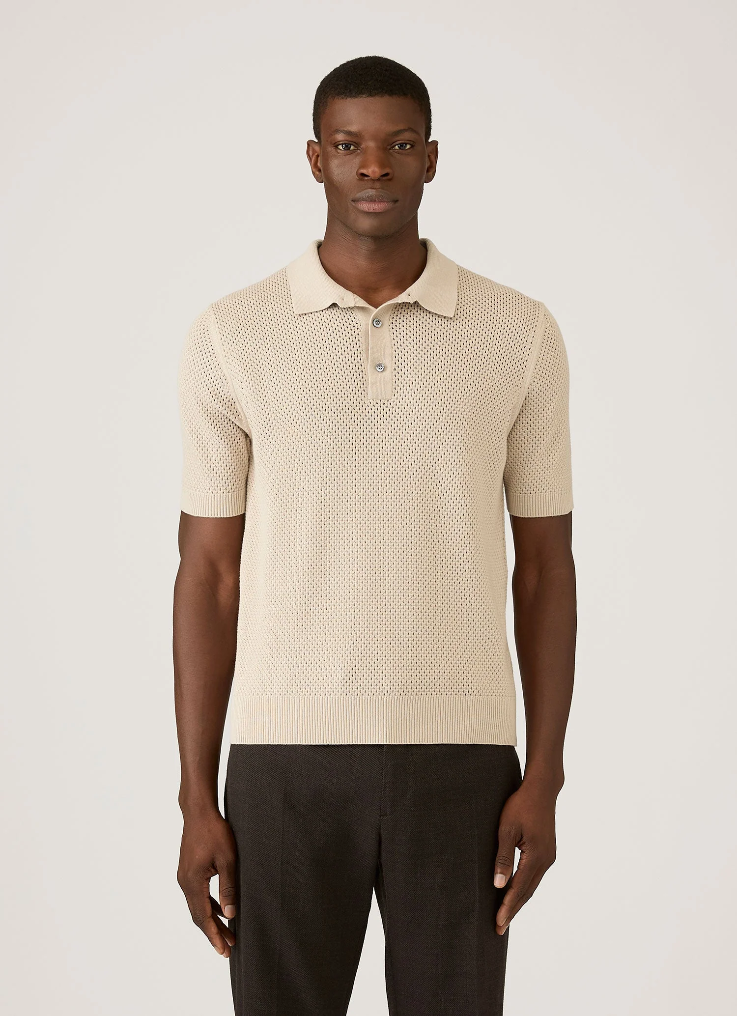 Men's Cotton Mesh Polo Shirt in Hazelwood - Image 2