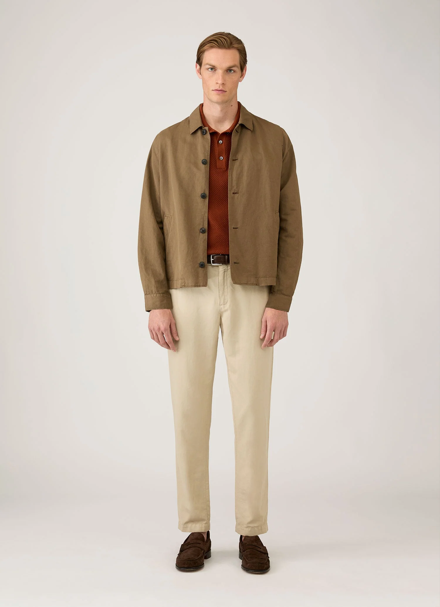 Men's Cotton Mesh Polo Shirt in Rust - Image 3