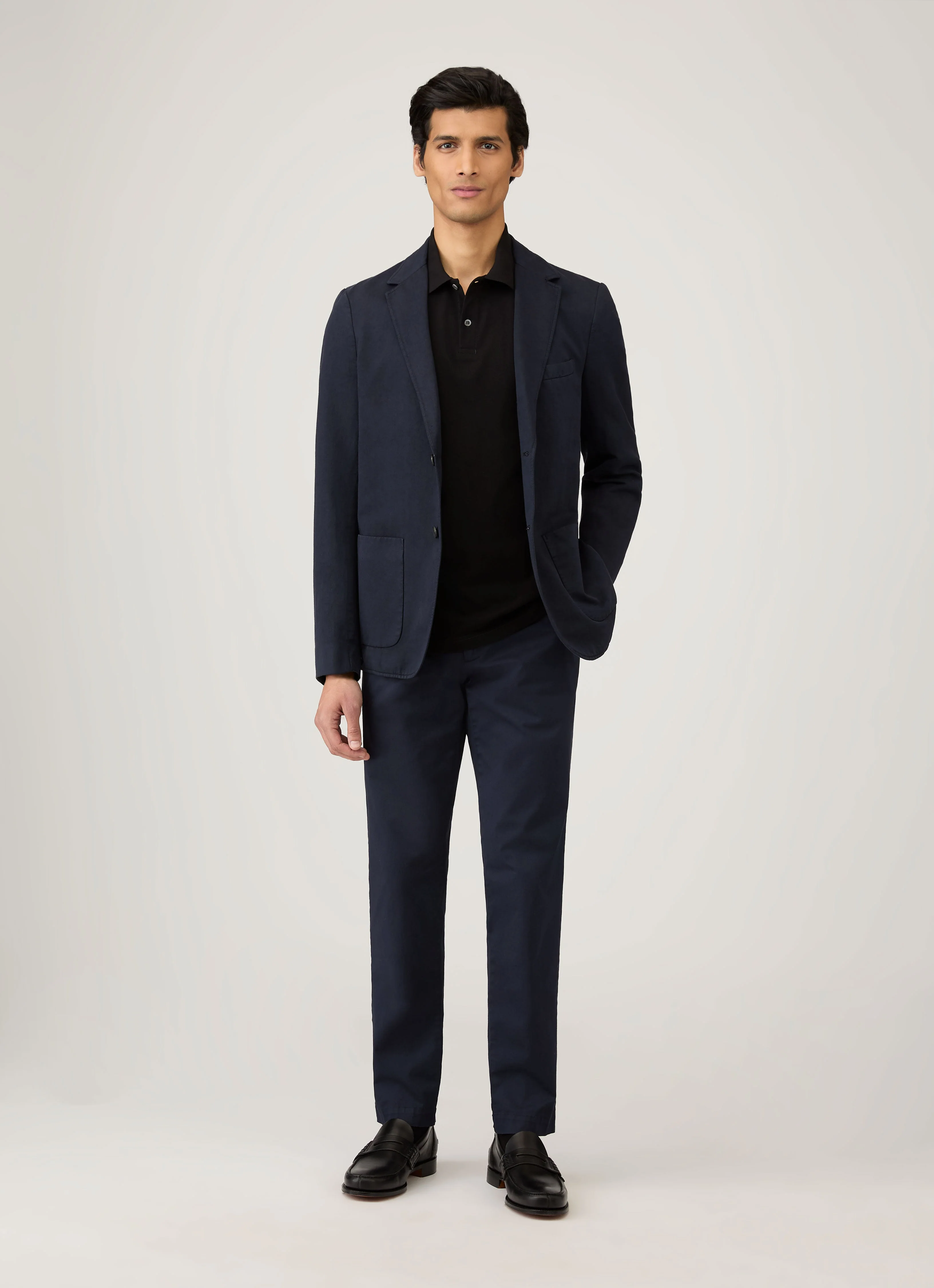 Men's Piqué Polo Shirt in Black - Image 3