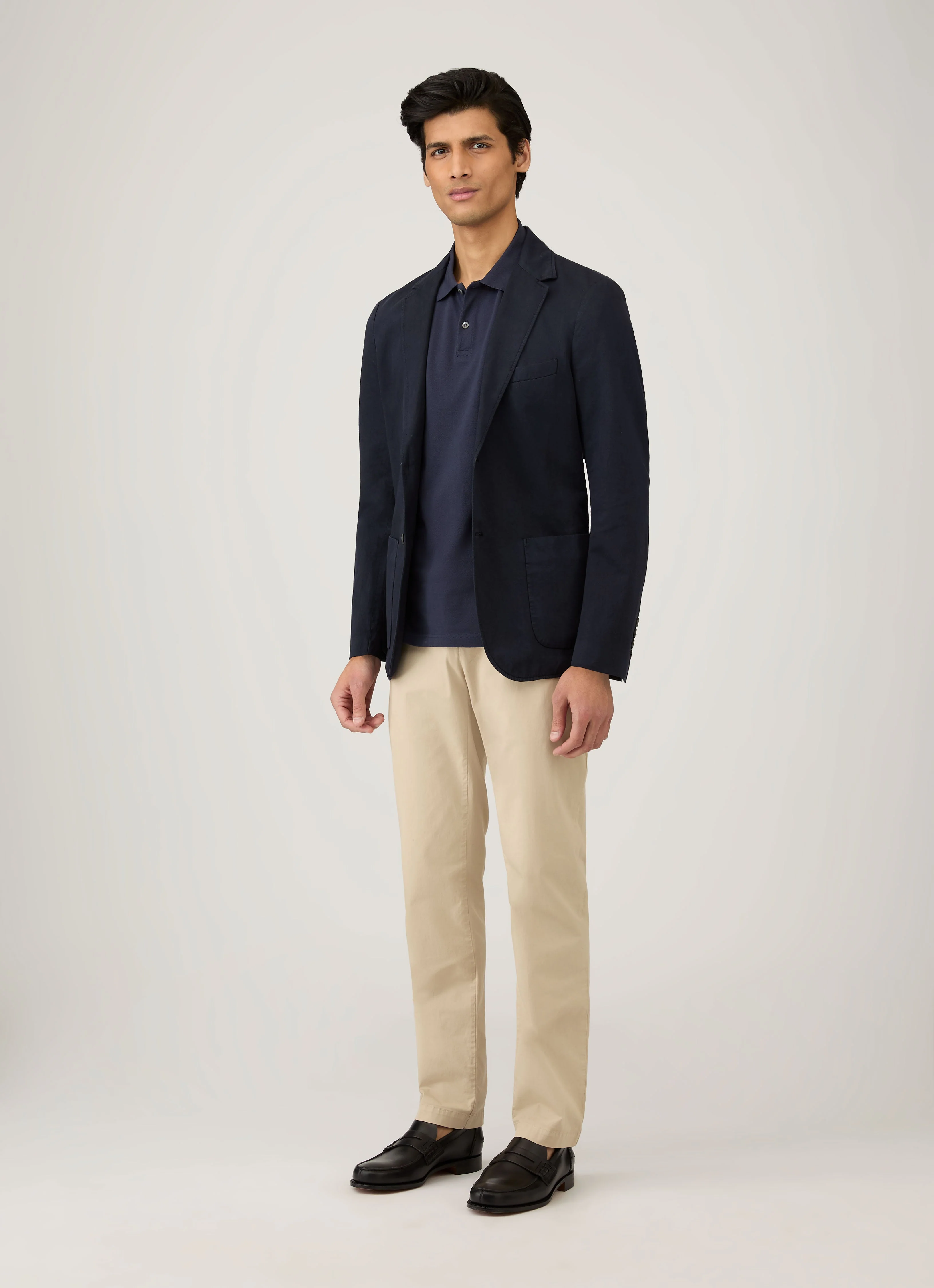 Men's Piqué Polo Shirt in Navy - Image 3