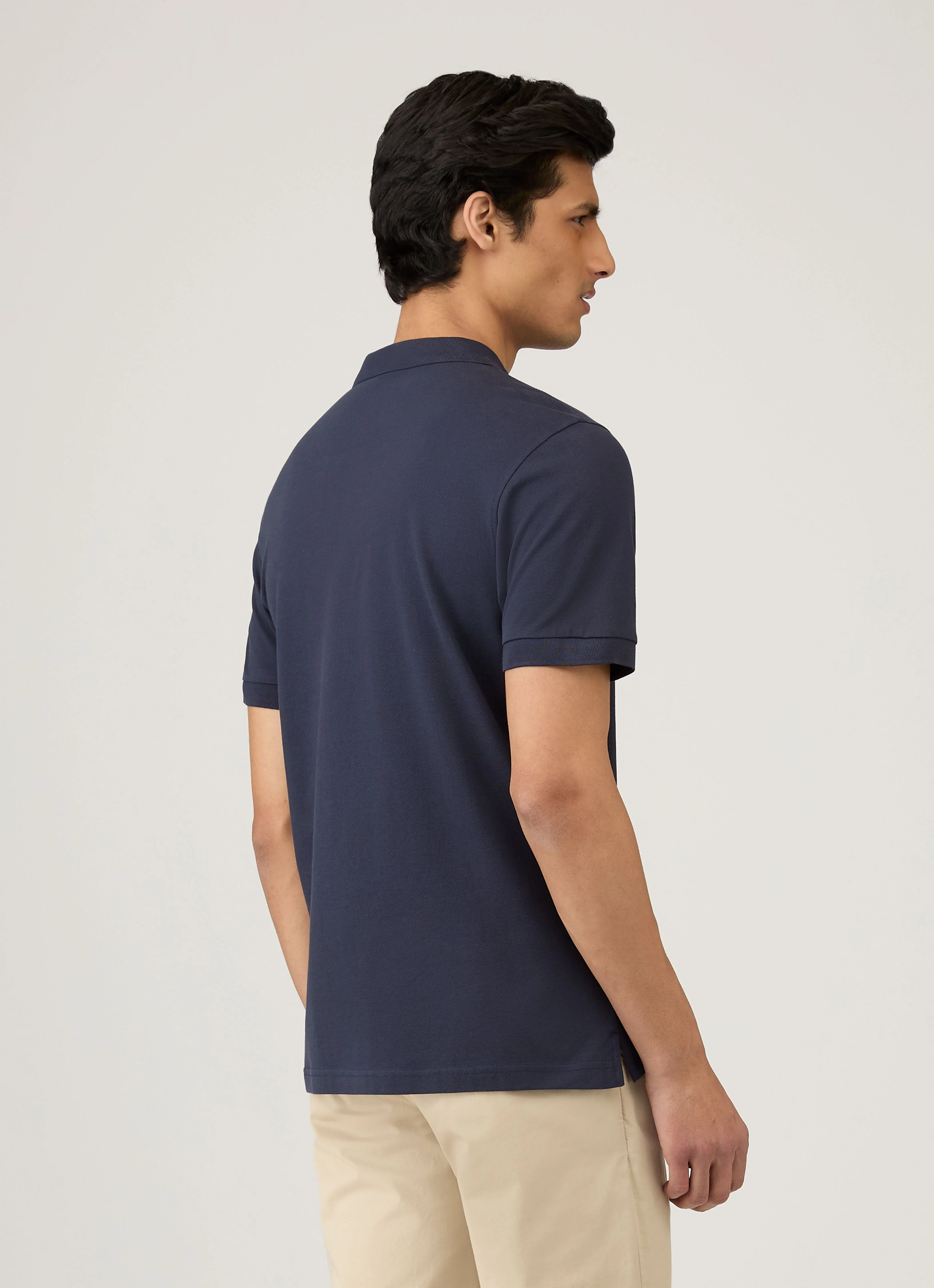 Men's Piqué Polo Shirt in Navy - Image 5