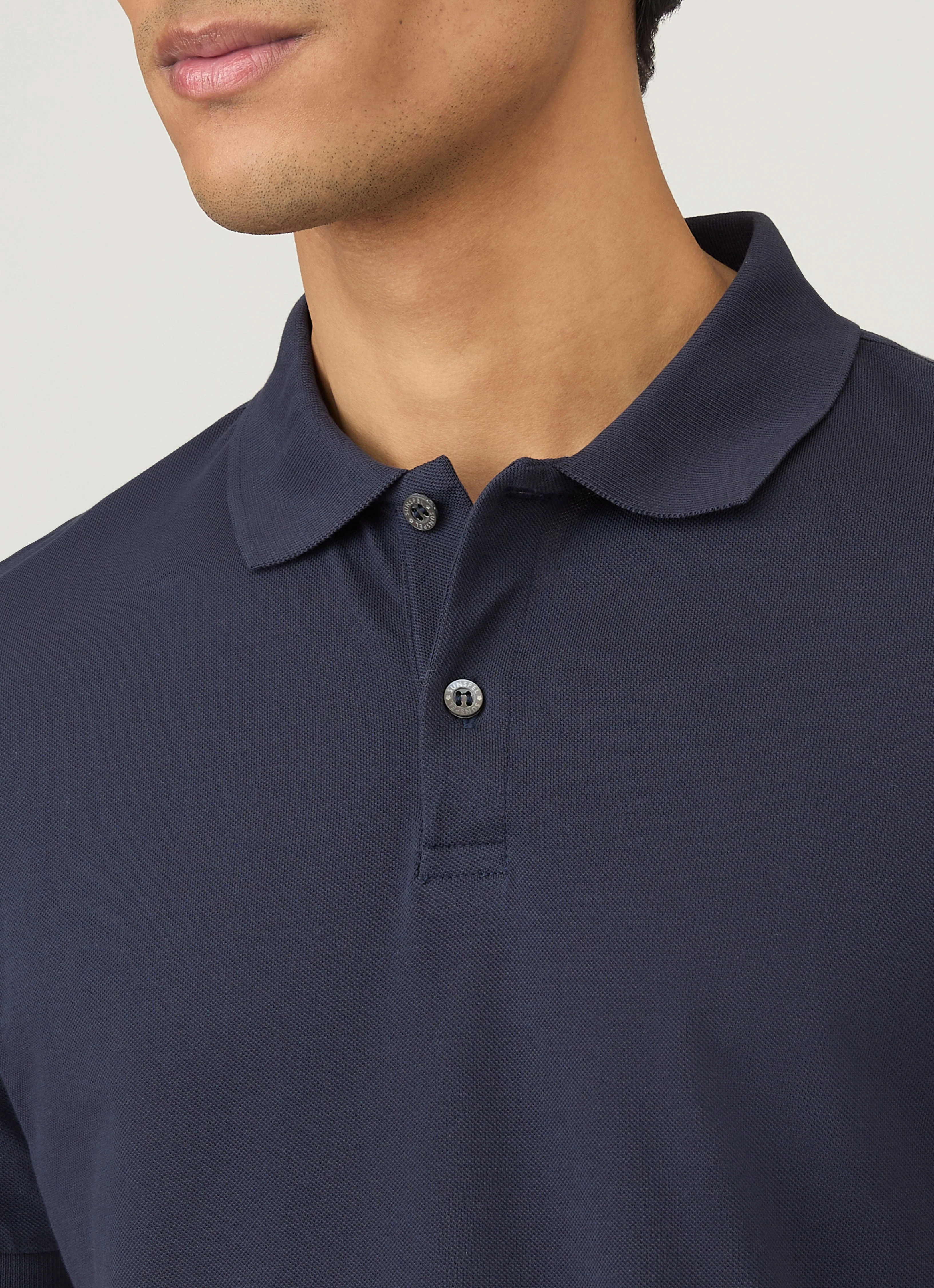 Men's Piqué Polo Shirt in Navy - Image 6