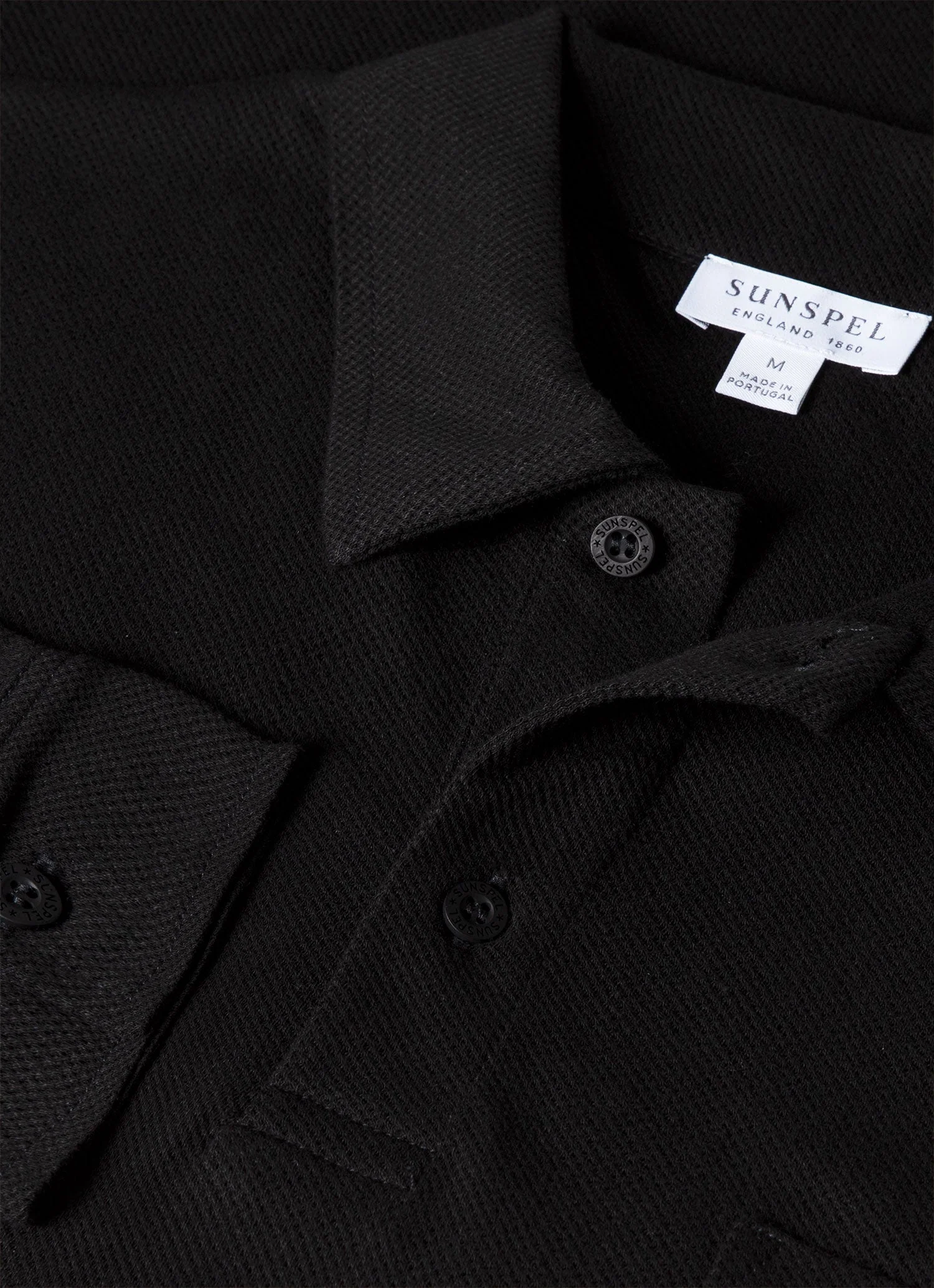 Men's Riviera Long Sleeve Polo Shirt in Black - Image 4