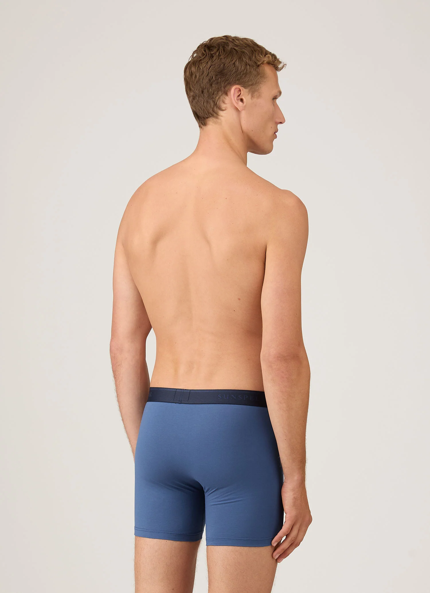 Men's Stretch Cotton Boxer Briefs in Atlantic Blue - Image 3