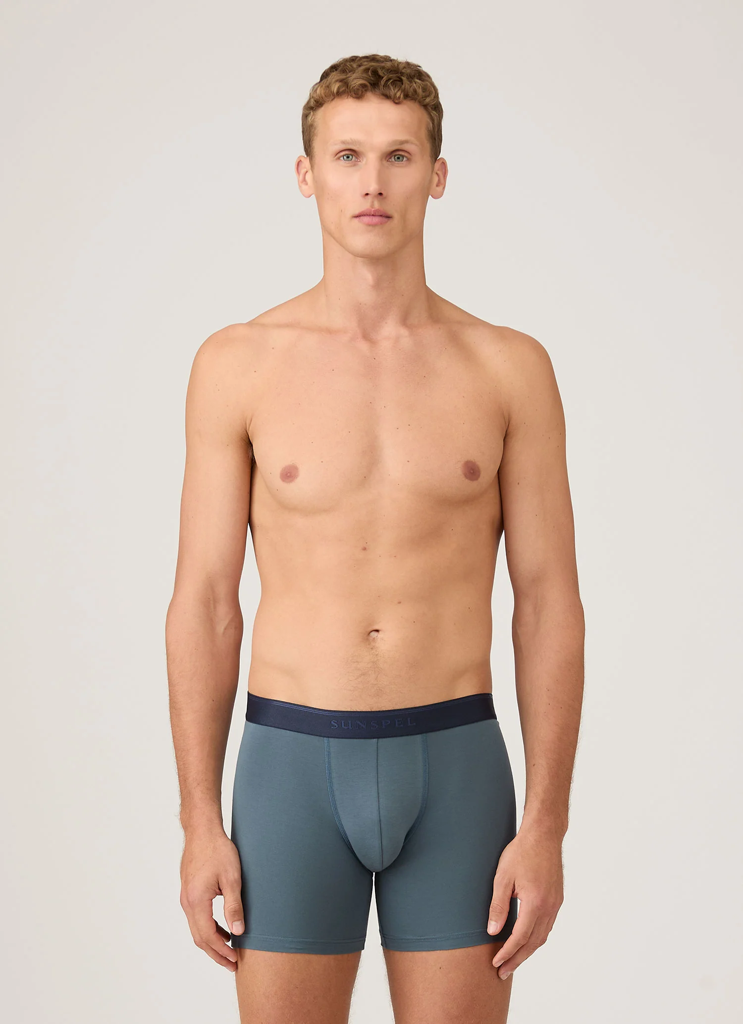 Men's Stretch Cotton Boxer Briefs in Dark Petrol - Image 2