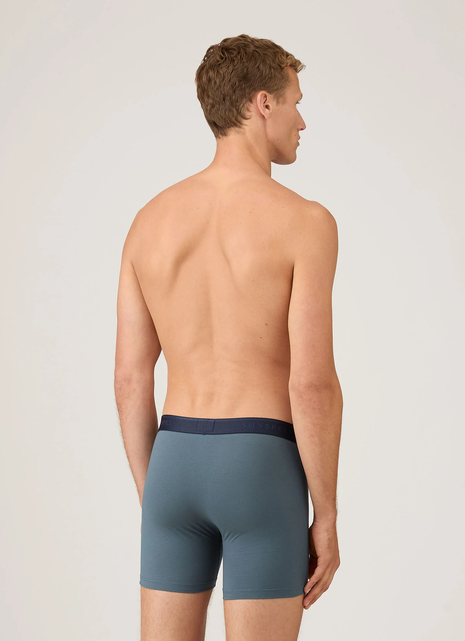 Men's Stretch Cotton Boxer Briefs in Dark Petrol - Image 3