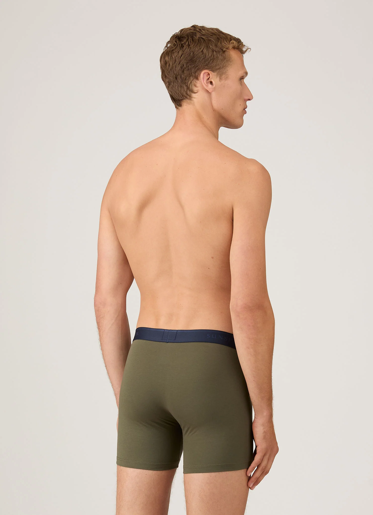 Men's Stretch Cotton Boxer Briefs in Khaki - Image 3
