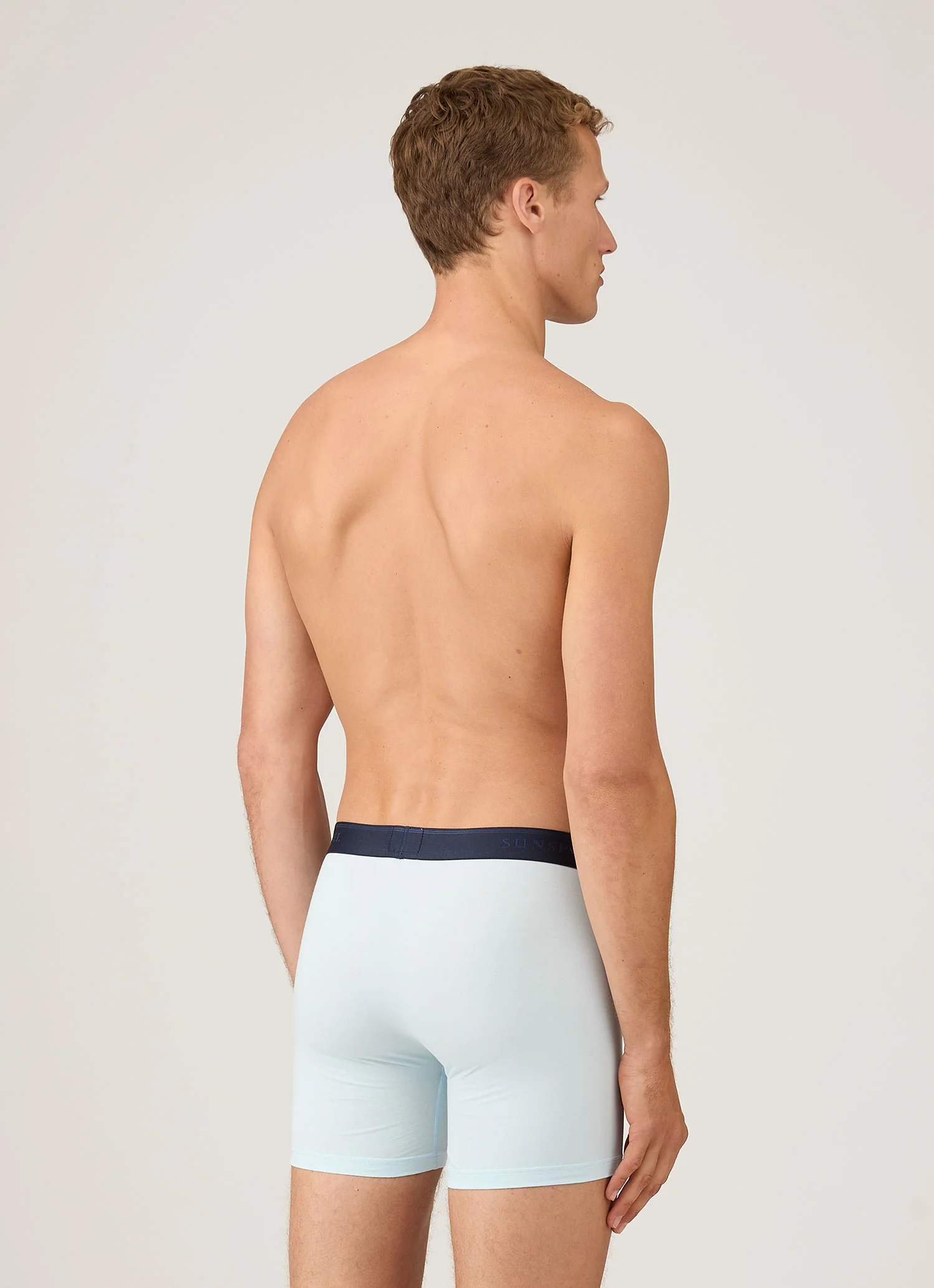Men's Stretch Cotton Boxer Briefs in Light Blue - Image 3