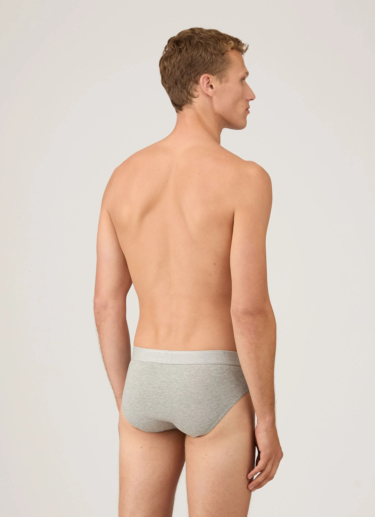 Men's Stretch Cotton Briefs in Grey Melange - Image 3