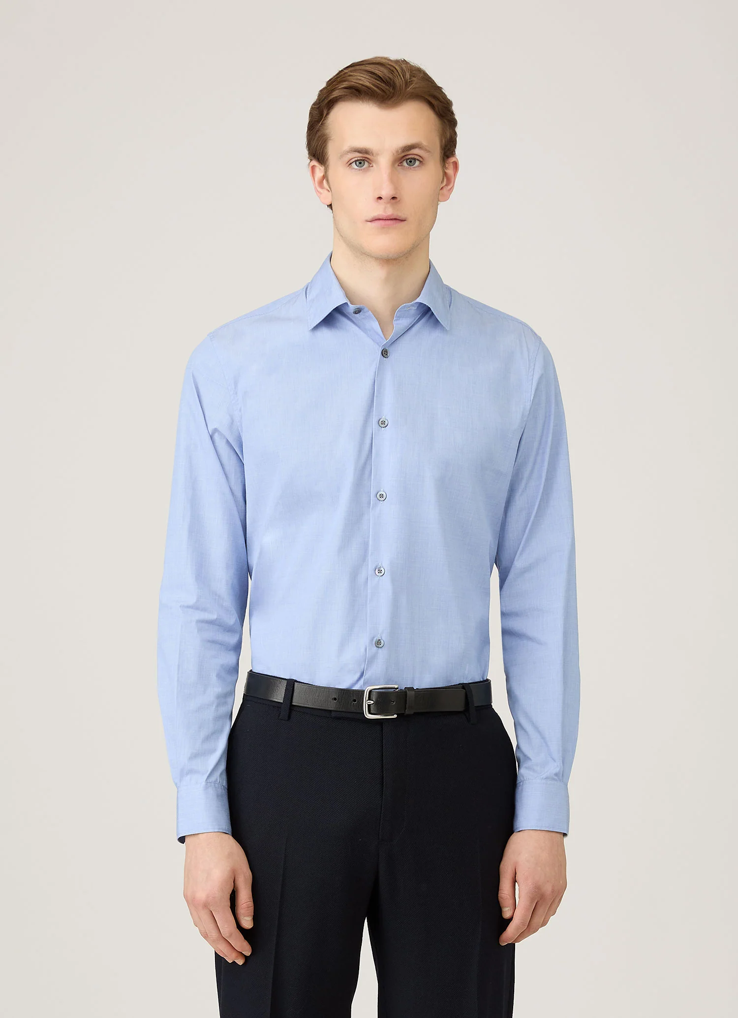 Men's Cotton Stretch Shirt in Dark Blue - Image 2
