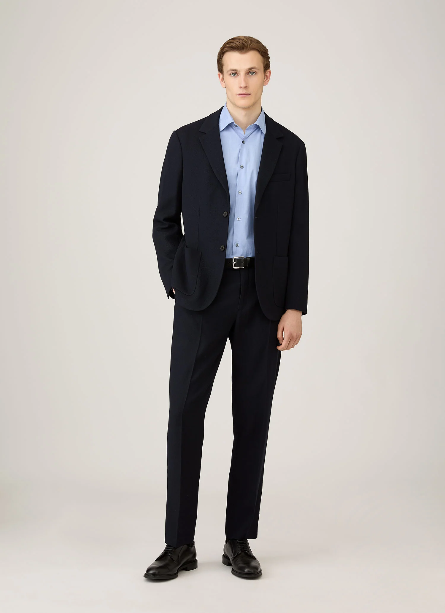 Men's Cotton Stretch Shirt in Dark Blue - Image 3