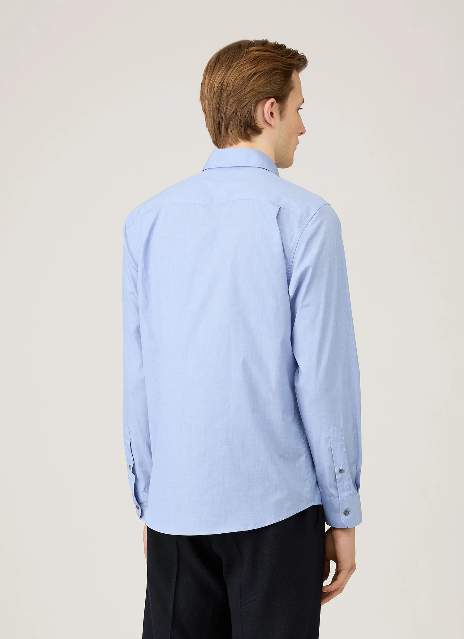Men's Cotton Stretch Shirt in Dark Blue - Image 5