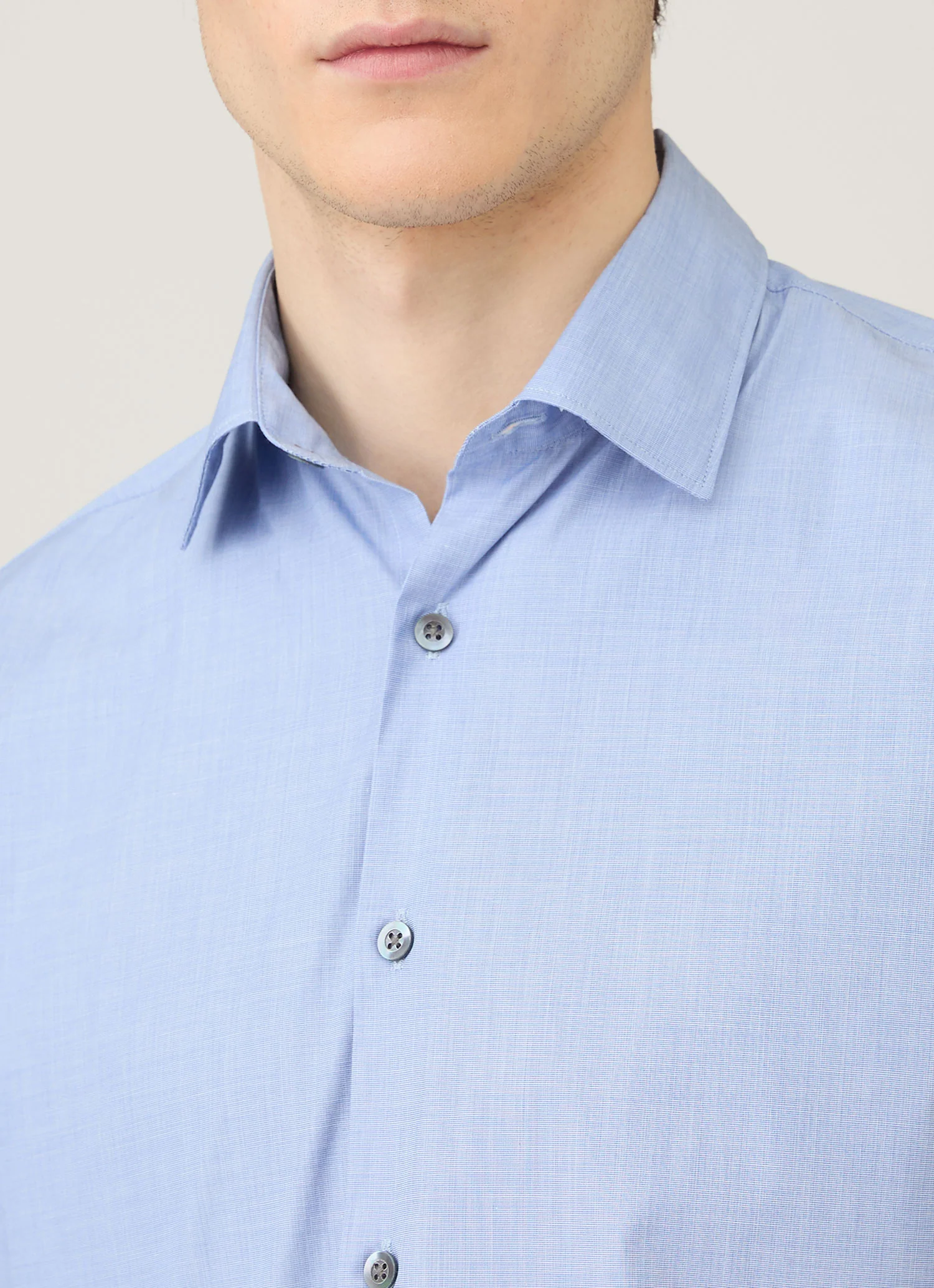 Men's Cotton Stretch Shirt in Dark Blue - Image 6