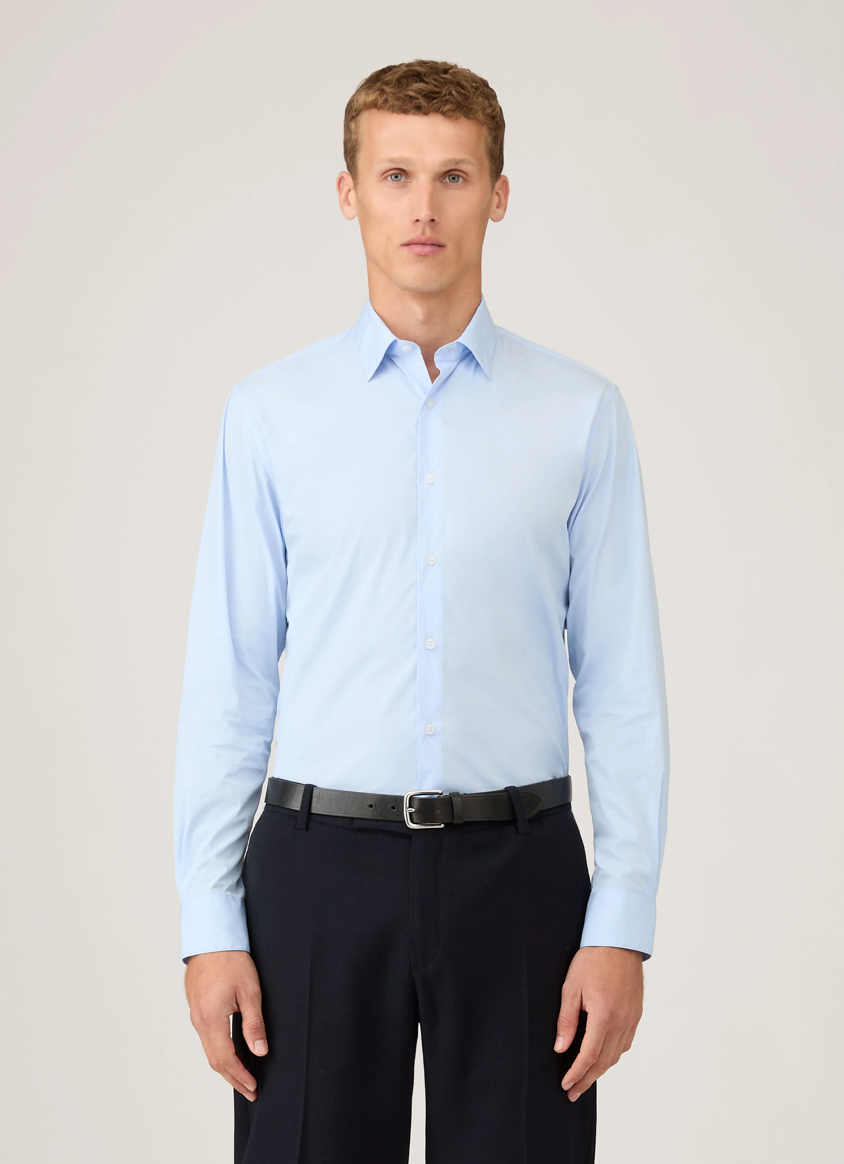 Men's Cotton Stretch Shirt in Light Blue - Image 2
