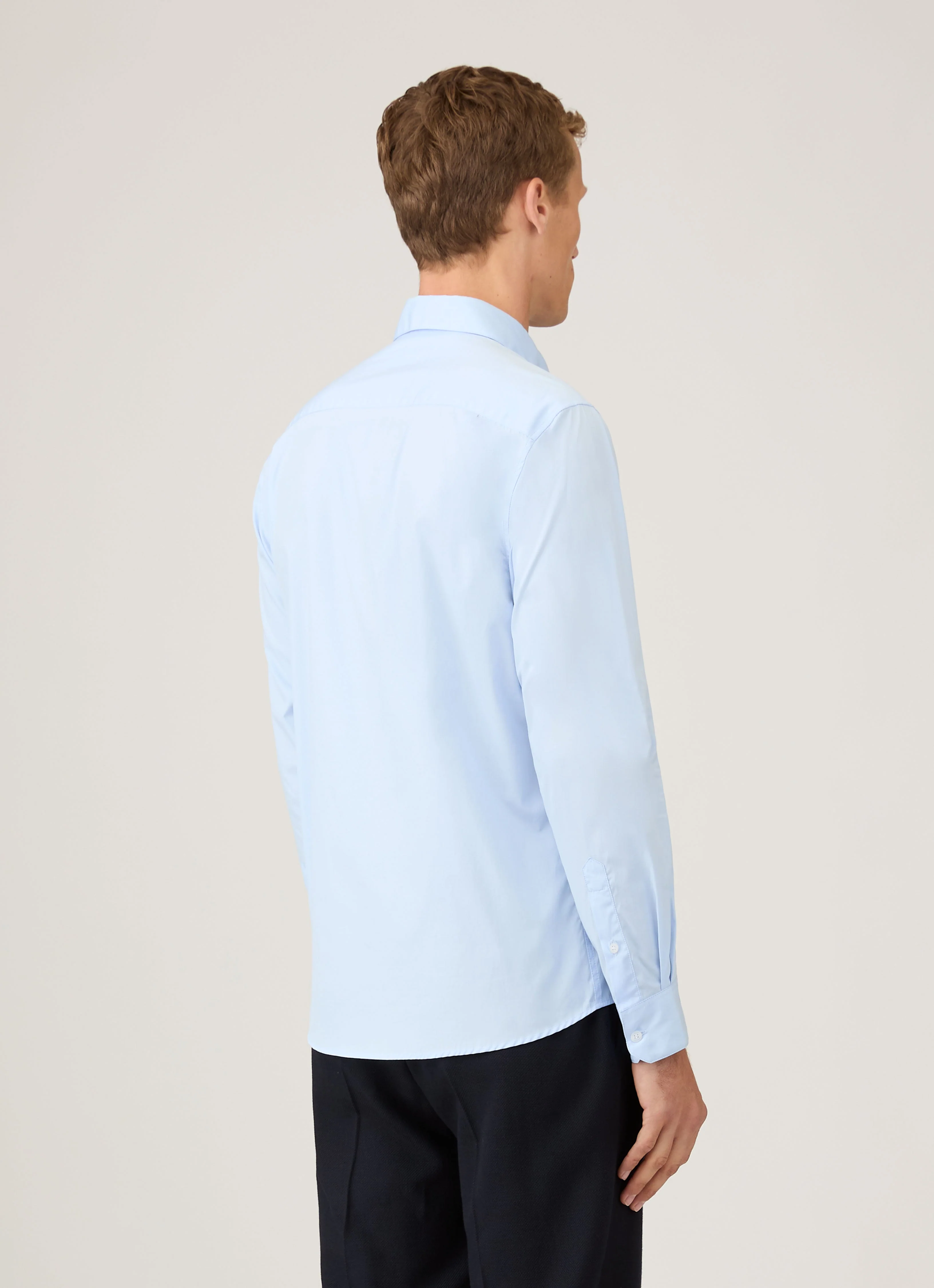 Men's Cotton Stretch Shirt in Light Blue - Image 5