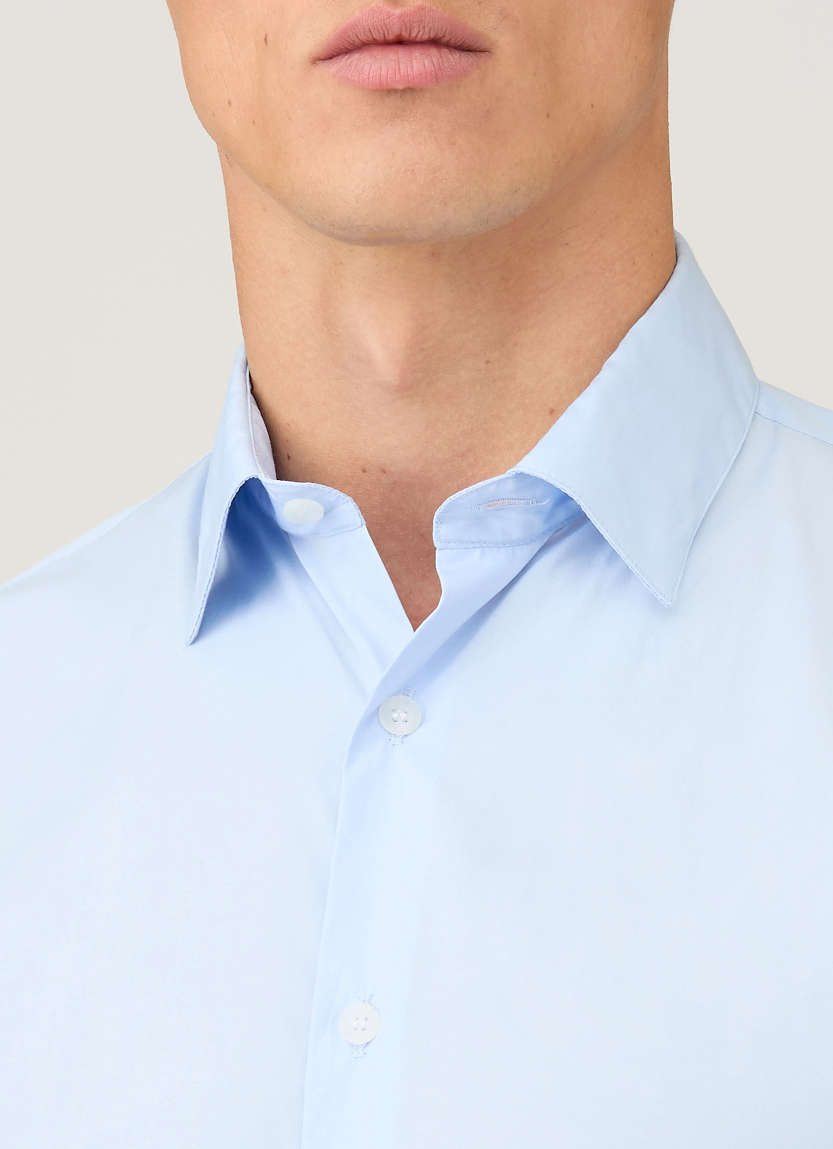 Men's Cotton Stretch Shirt in Light Blue - Image 6