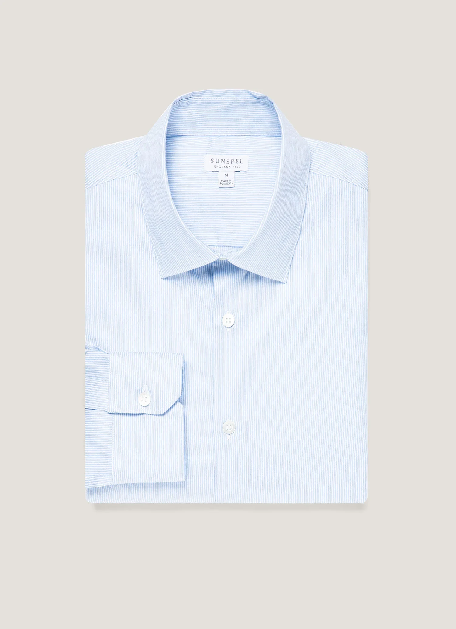 Men's Cotton Stretch Shirt in Light Blue/White - Image 4