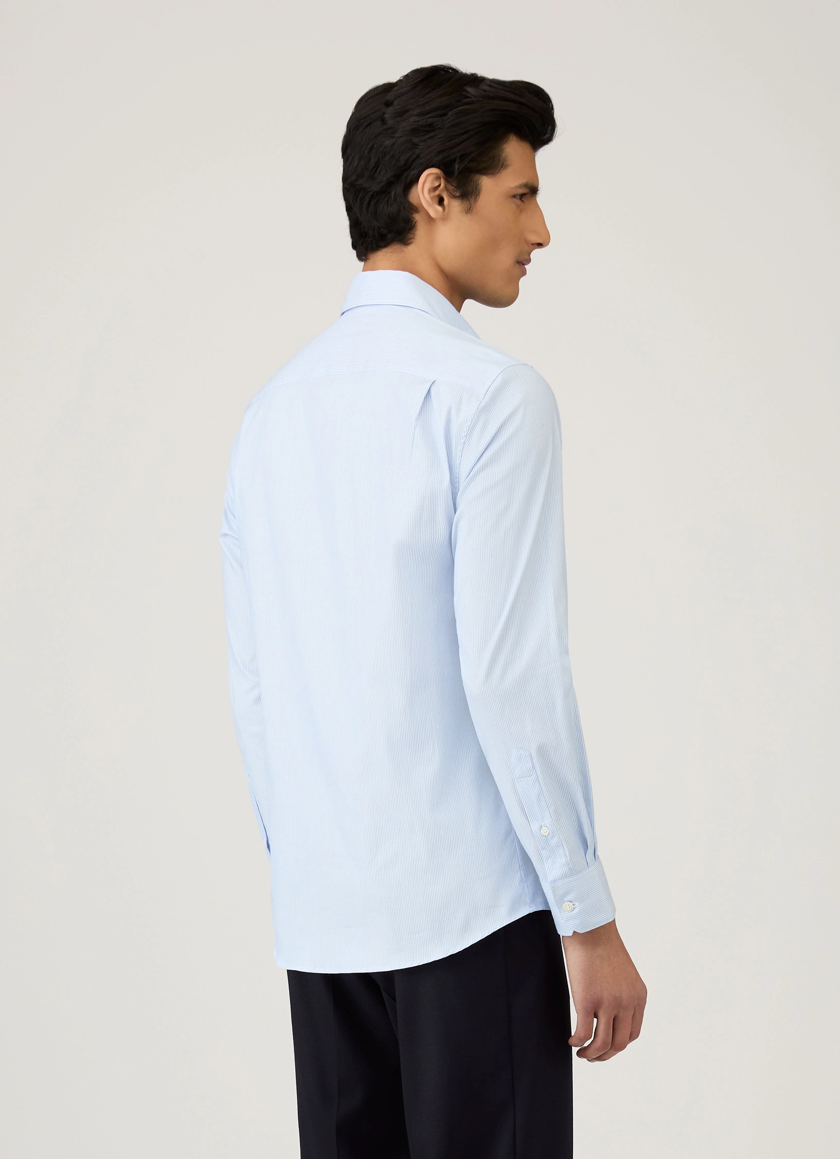 Men's Cotton Stretch Shirt in Light Blue/White - Image 5