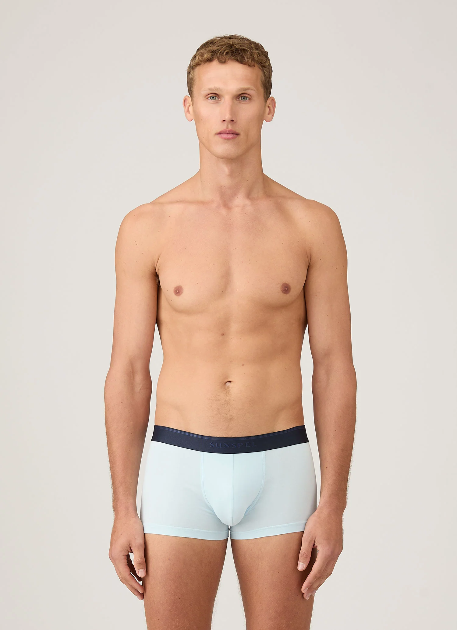 Men's Stretch Cotton Trunks in Light Blue - Image 2