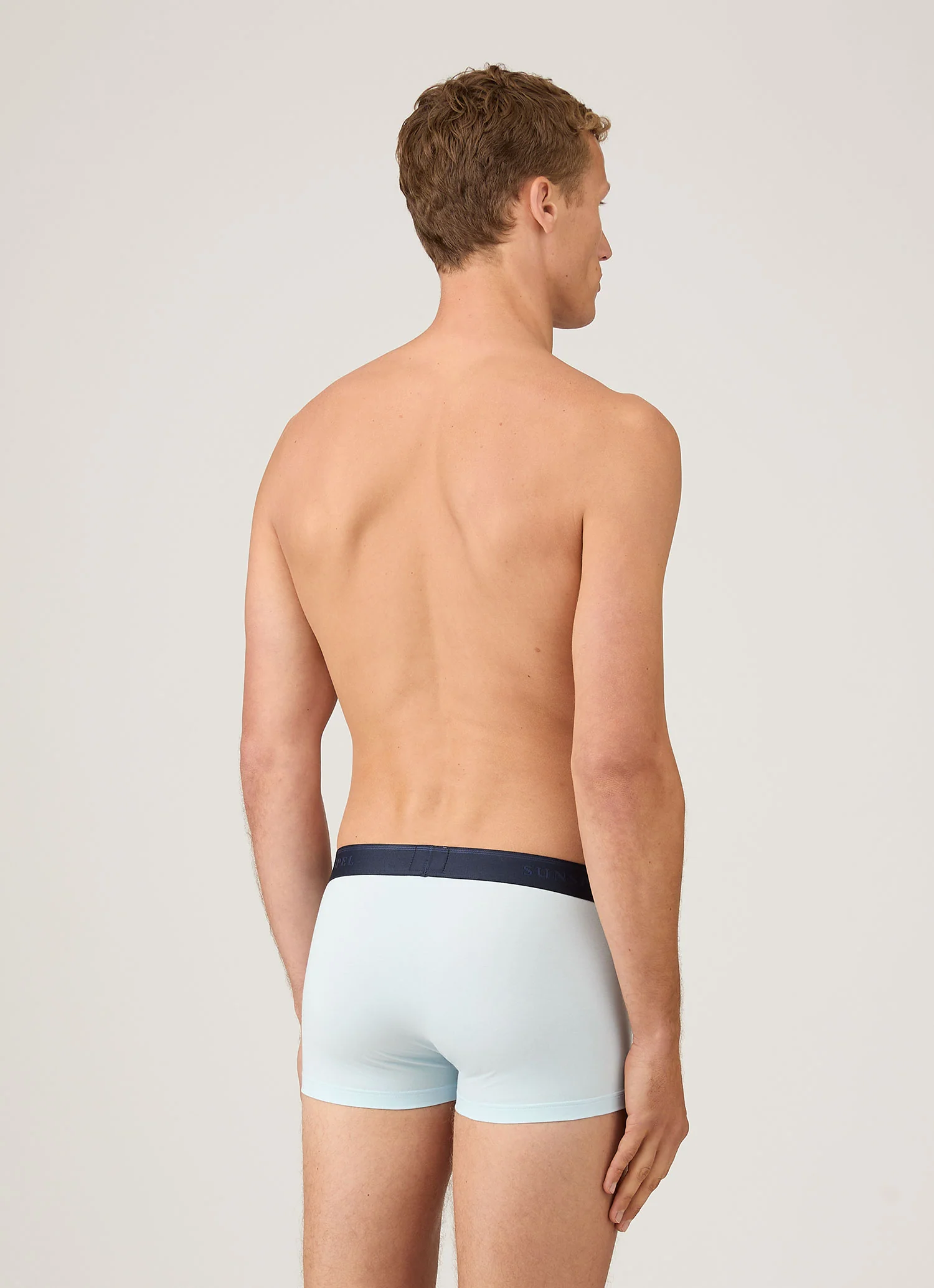Men's Stretch Cotton Trunks in Light Blue - Image 3