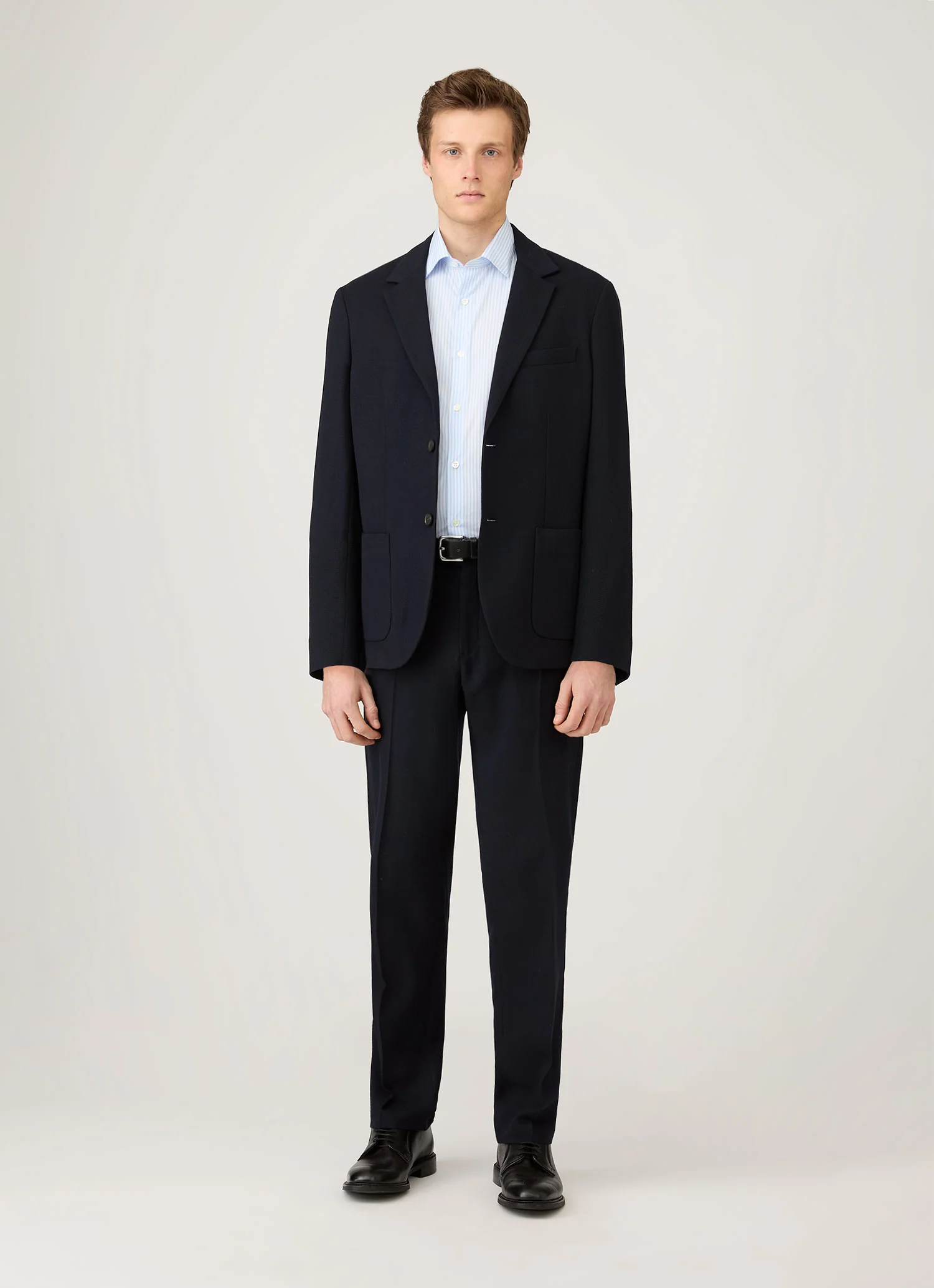 Men's Smart Poplin Shirt in White/Light Blue - Image 3