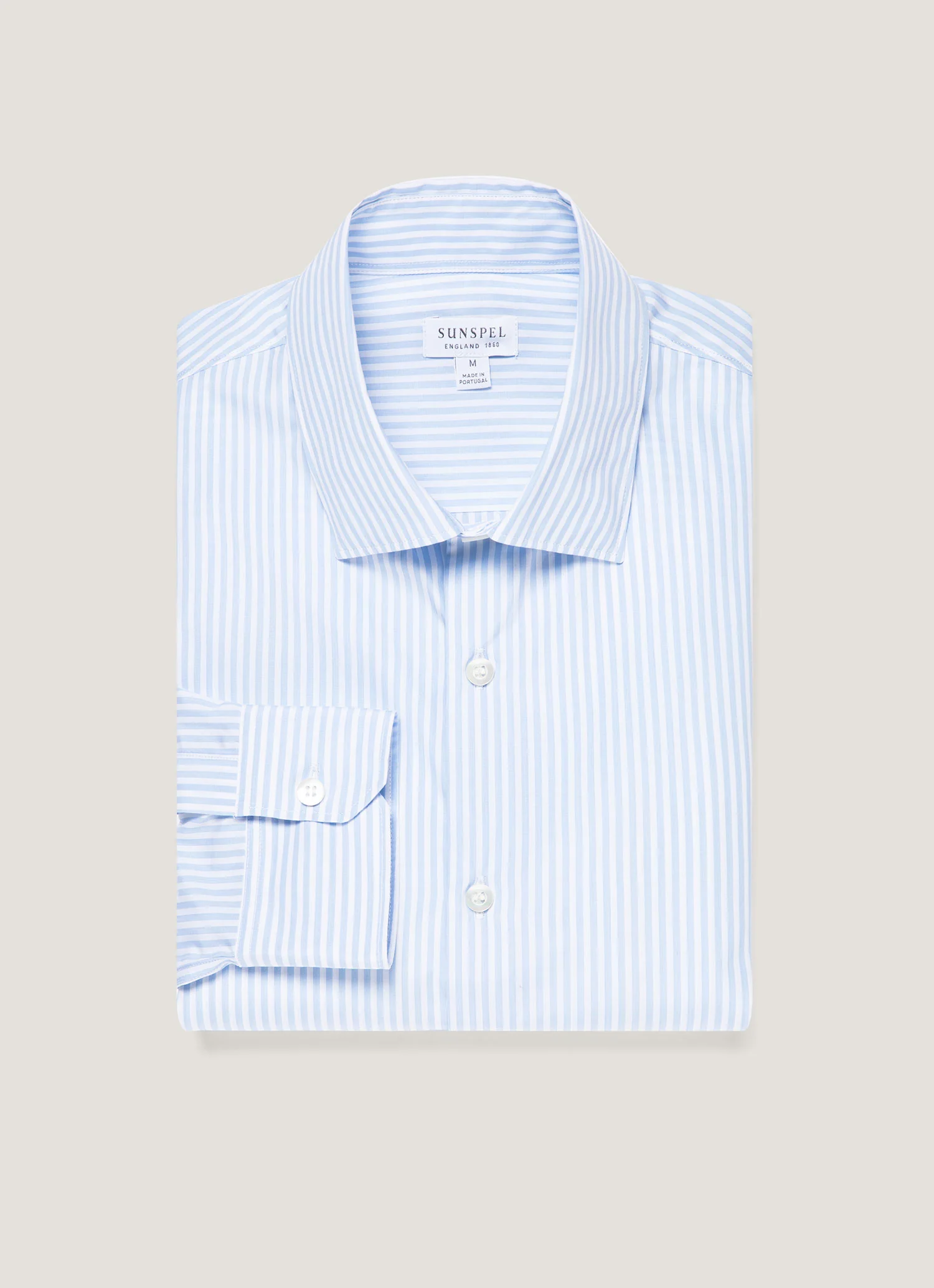 Men's Smart Poplin Shirt in White/Light Blue - Image 4