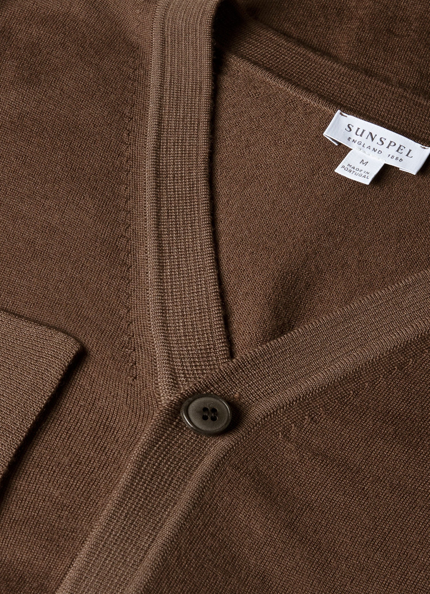 Men's Extra-Fine Merino Cardigan in Bark - Image 4