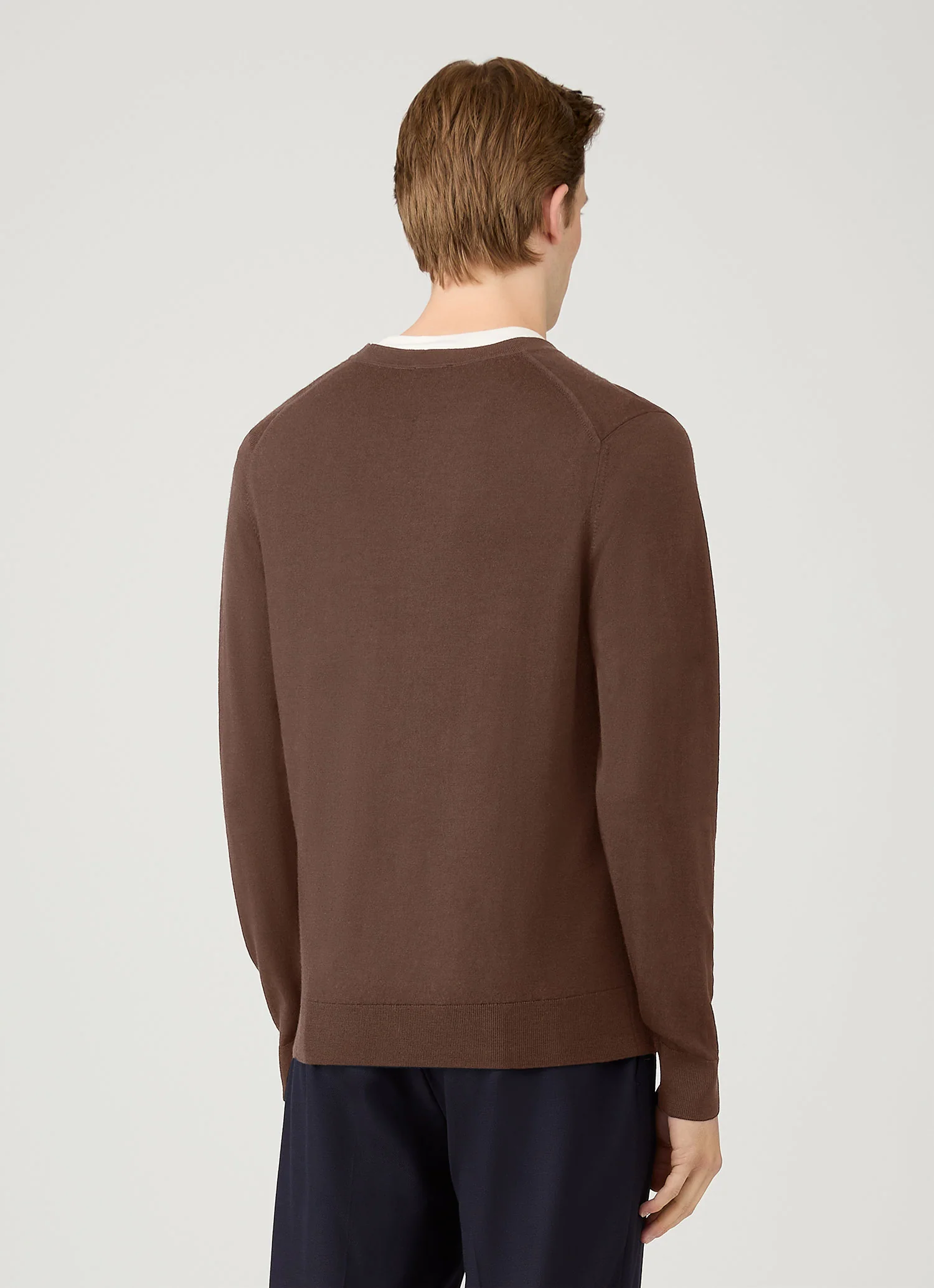 Men's Extra-Fine Merino Cardigan in Bark - Image 5