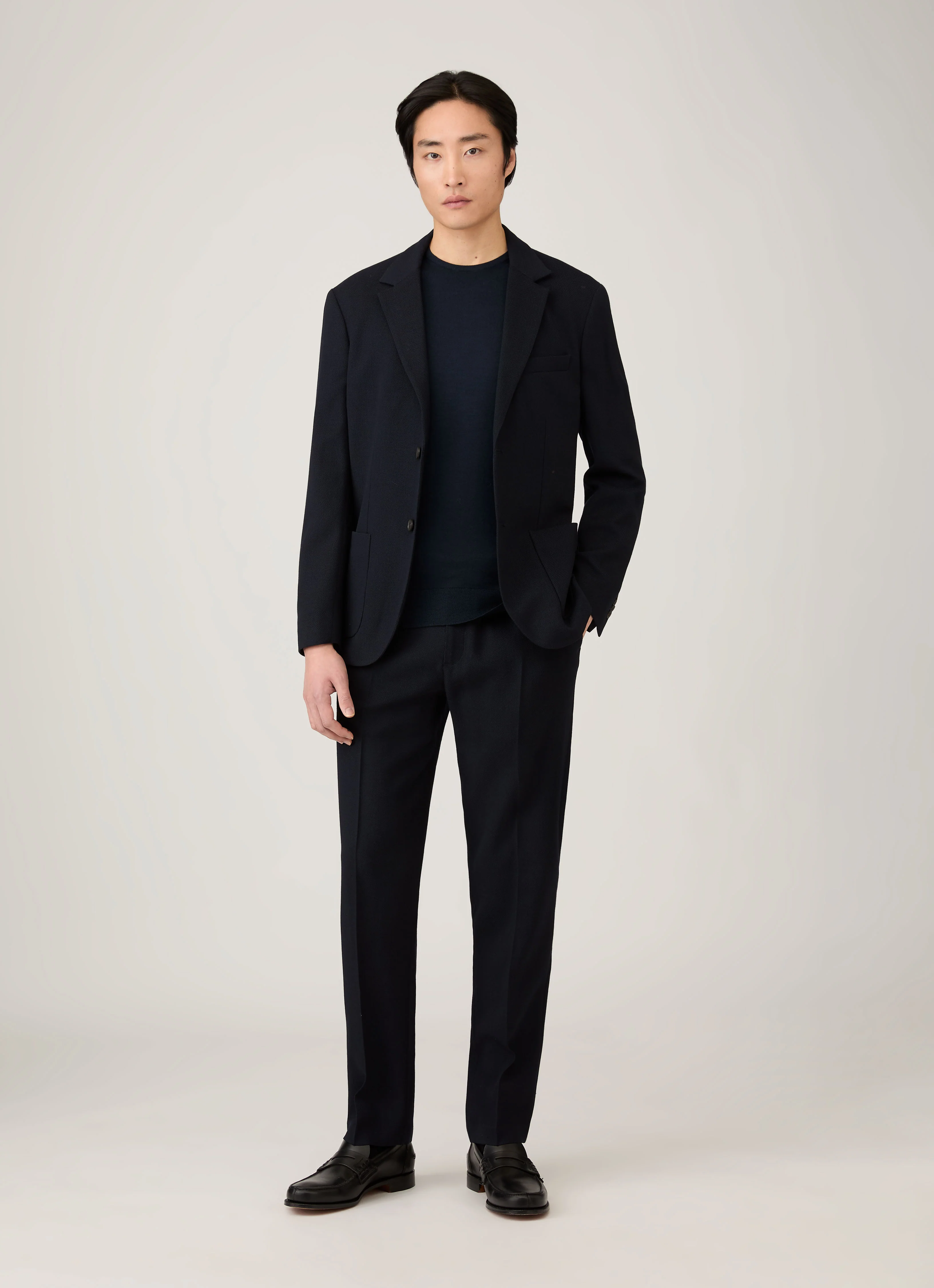 Men's Extra-Fine Merino Crew Neck in Navy - Image 3