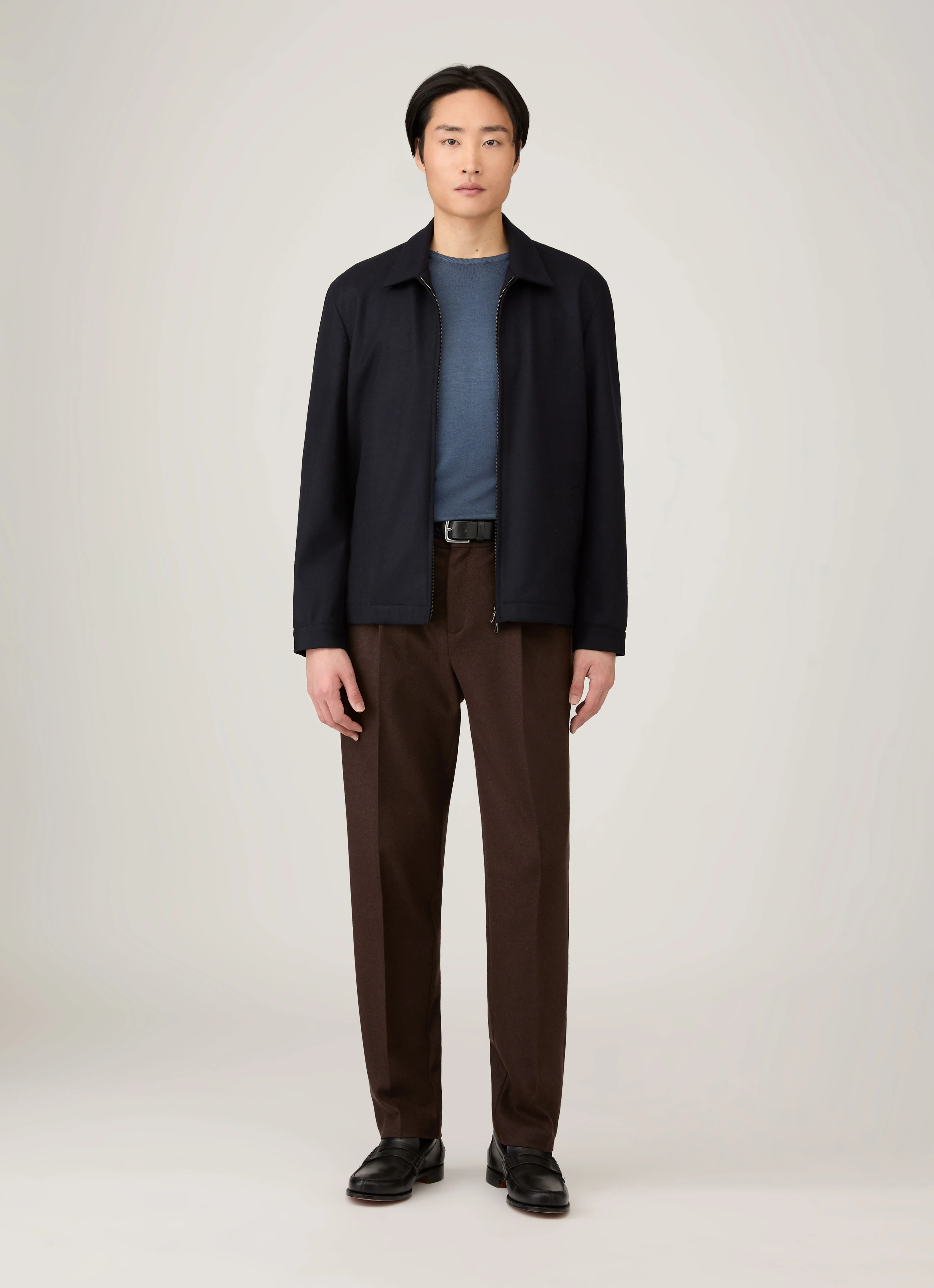 Men's Extra-Fine Merino Crew Neck in Slate Blue - Image 3