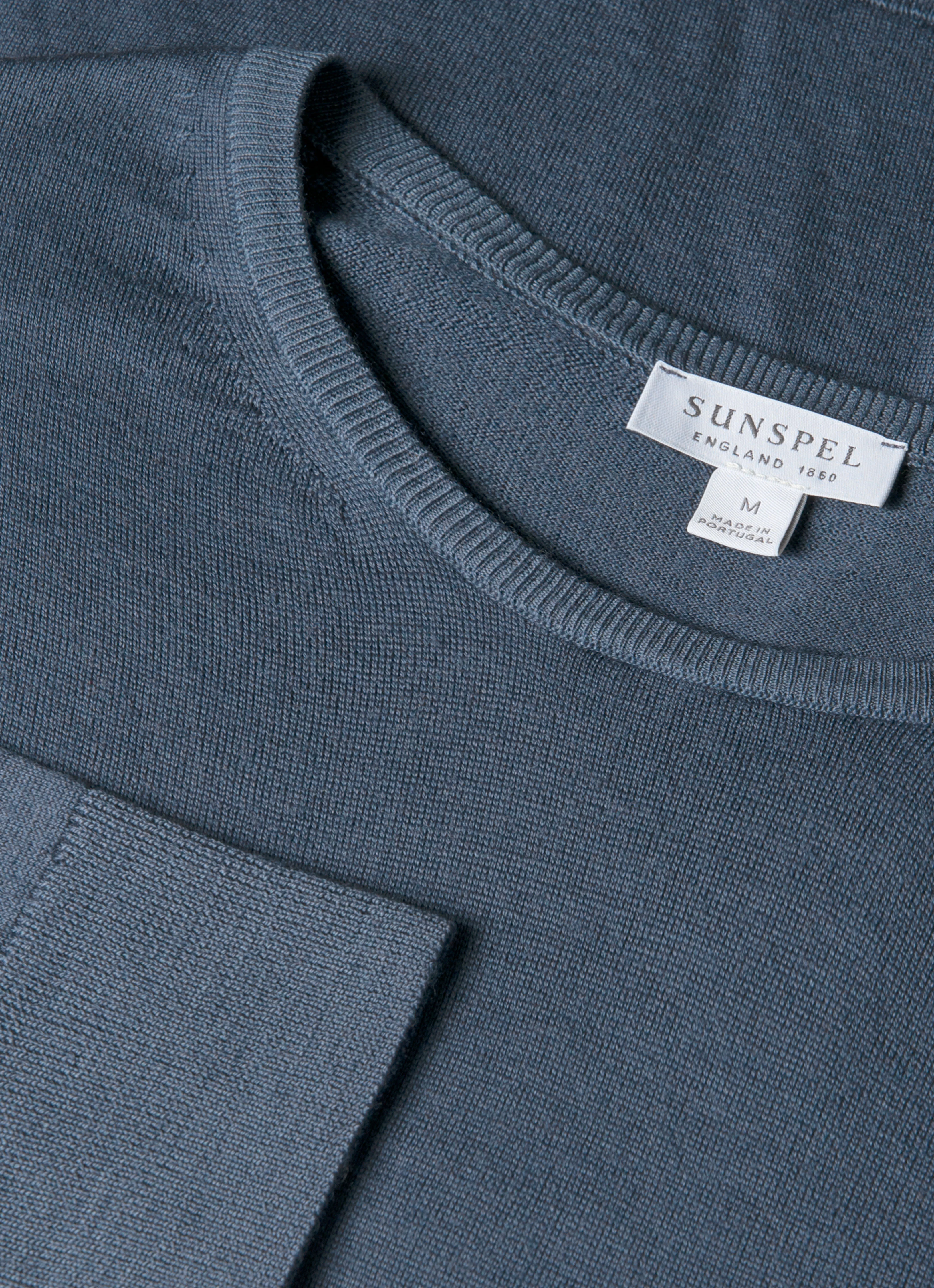 Men's Extra-Fine Merino Crew Neck in Slate Blue - Image 4