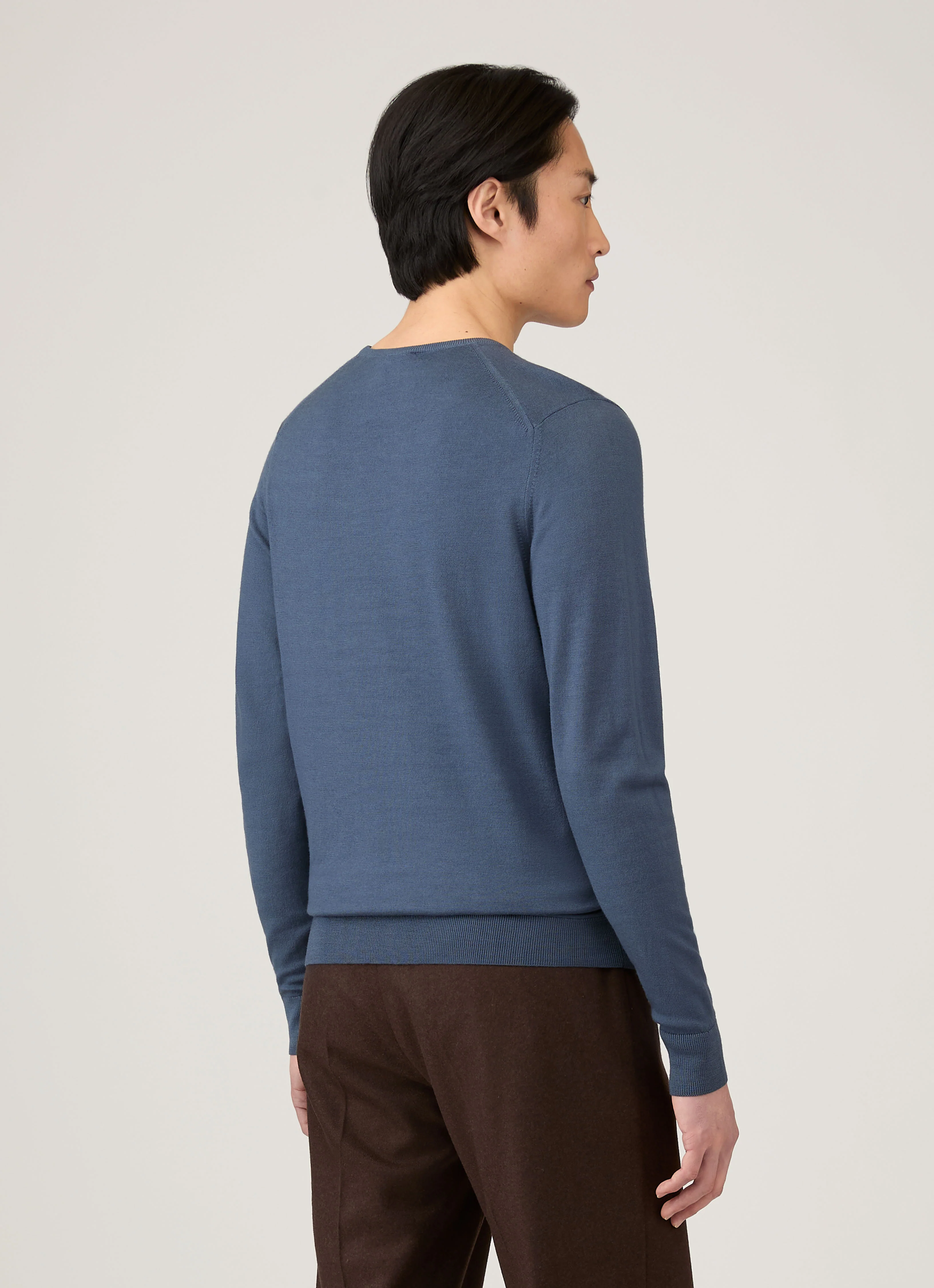 Men's Extra-Fine Merino Crew Neck in Slate Blue - Image 5