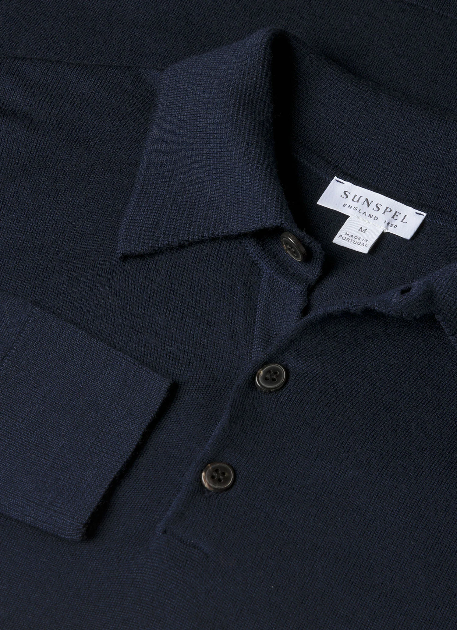 Men's Extra-Fine Merino Knitted Polo Shirt in Navy - Image 4