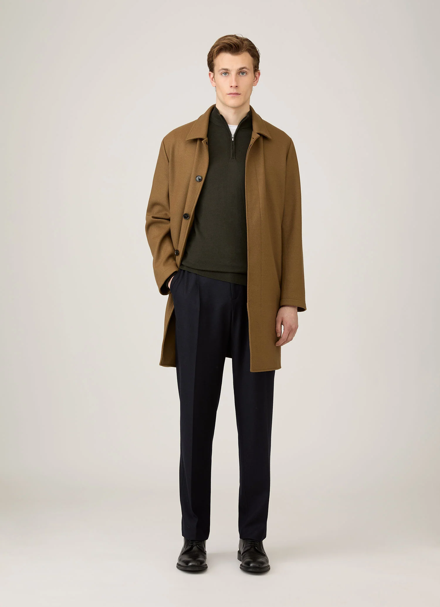 Men's Extra-Fine Merino Zip Neck in Dark Green - Image 3