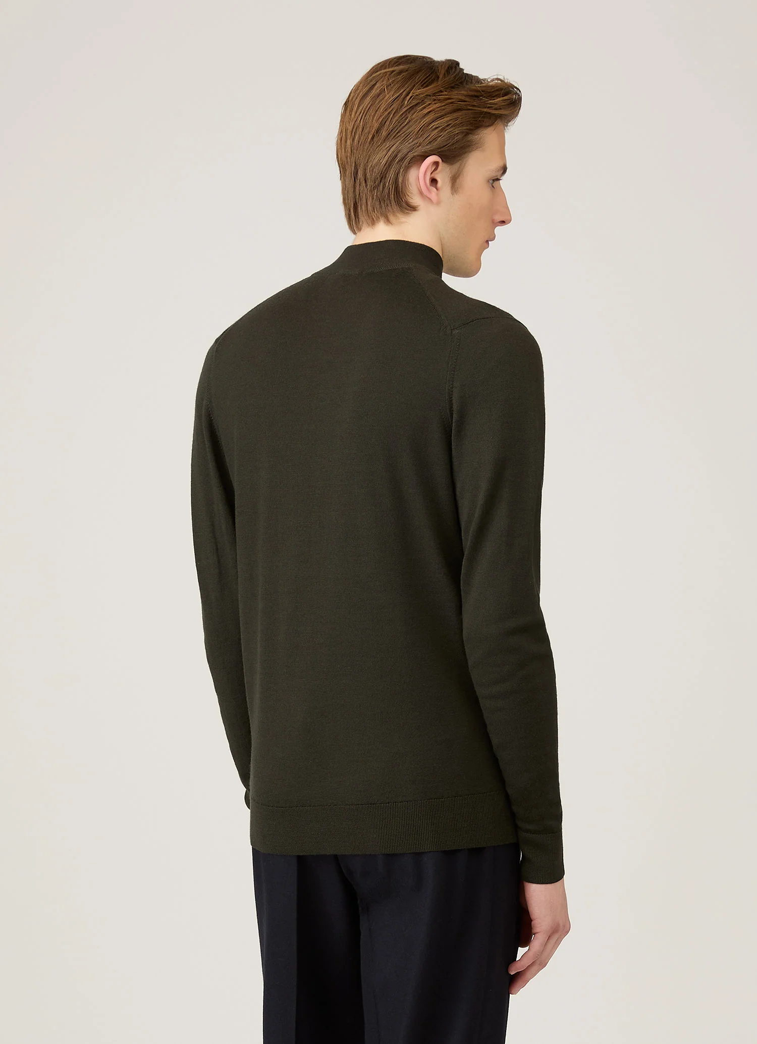 Men's Extra-Fine Merino Zip Neck in Dark Green - Image 5