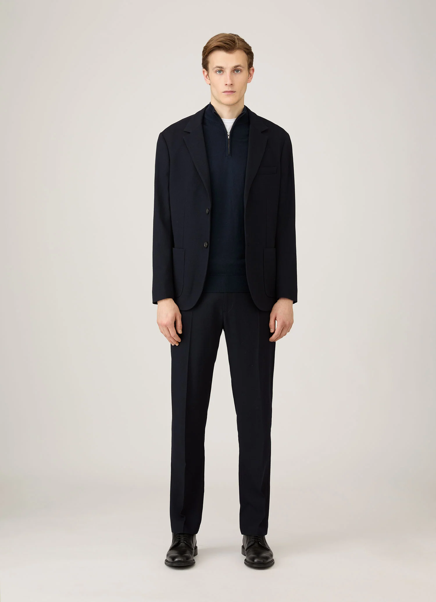 Men's Extra-Fine Merino Zip Neck in Navy - Image 3