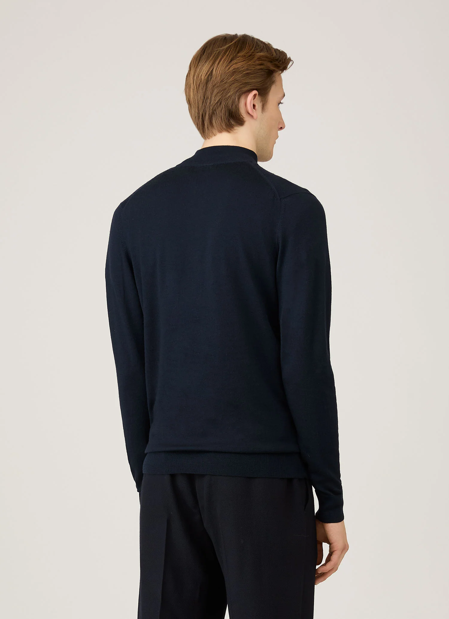 Men's Extra-Fine Merino Zip Neck in Navy - Image 5