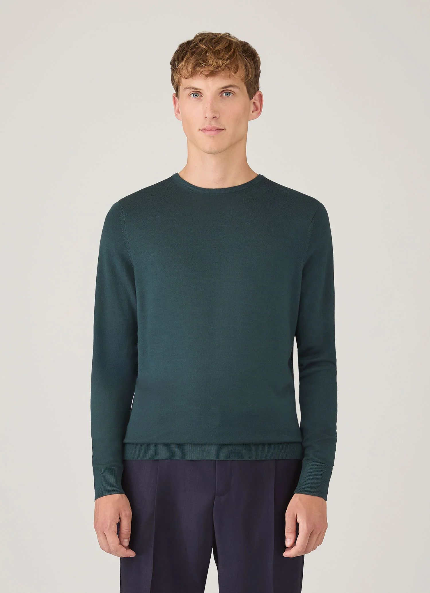 Men's Extra-Fine Merino Crew Neck in Dark Petrol - Image 2