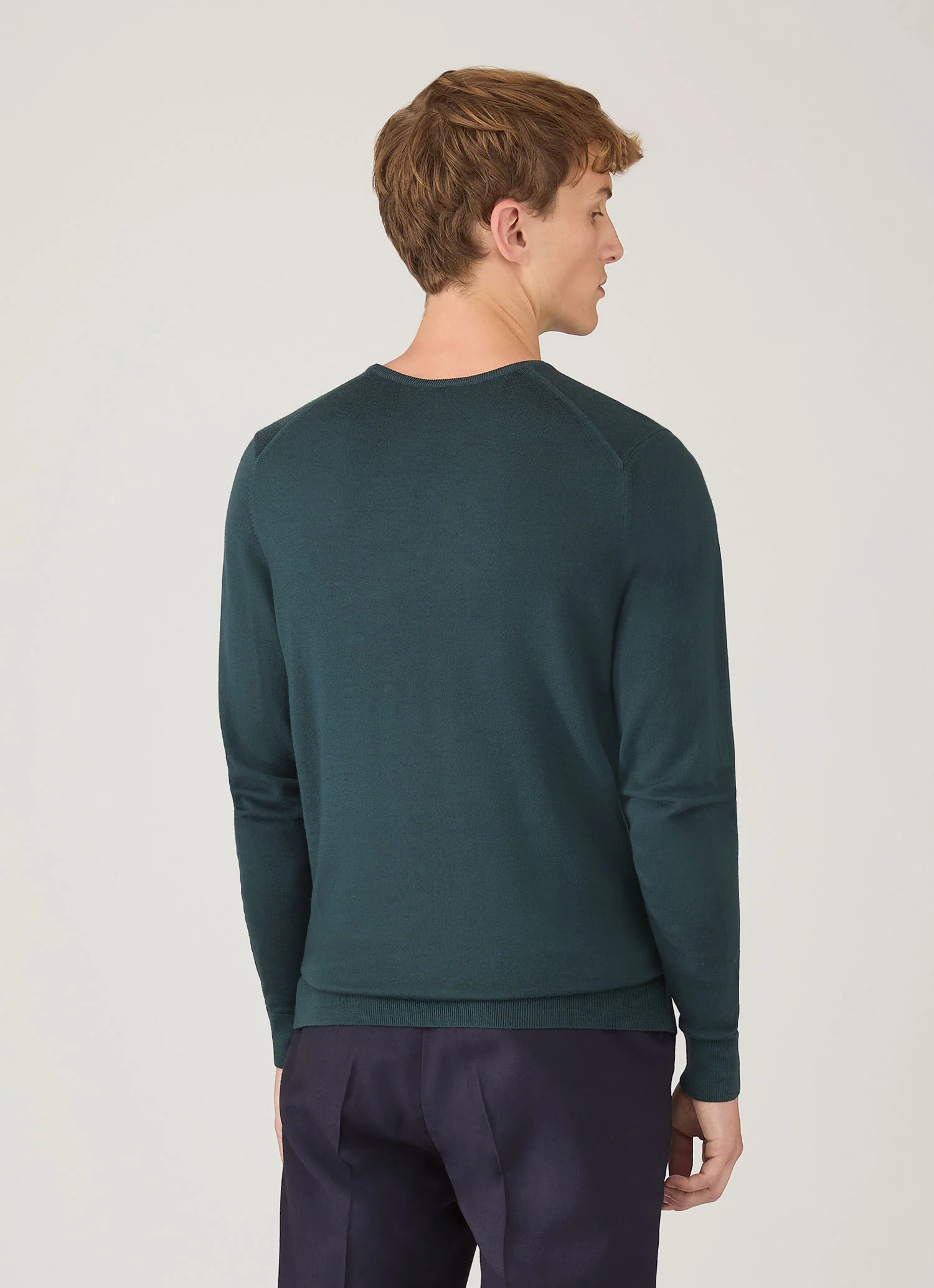Men's Extra-Fine Merino Crew Neck in Dark Petrol - Image 5