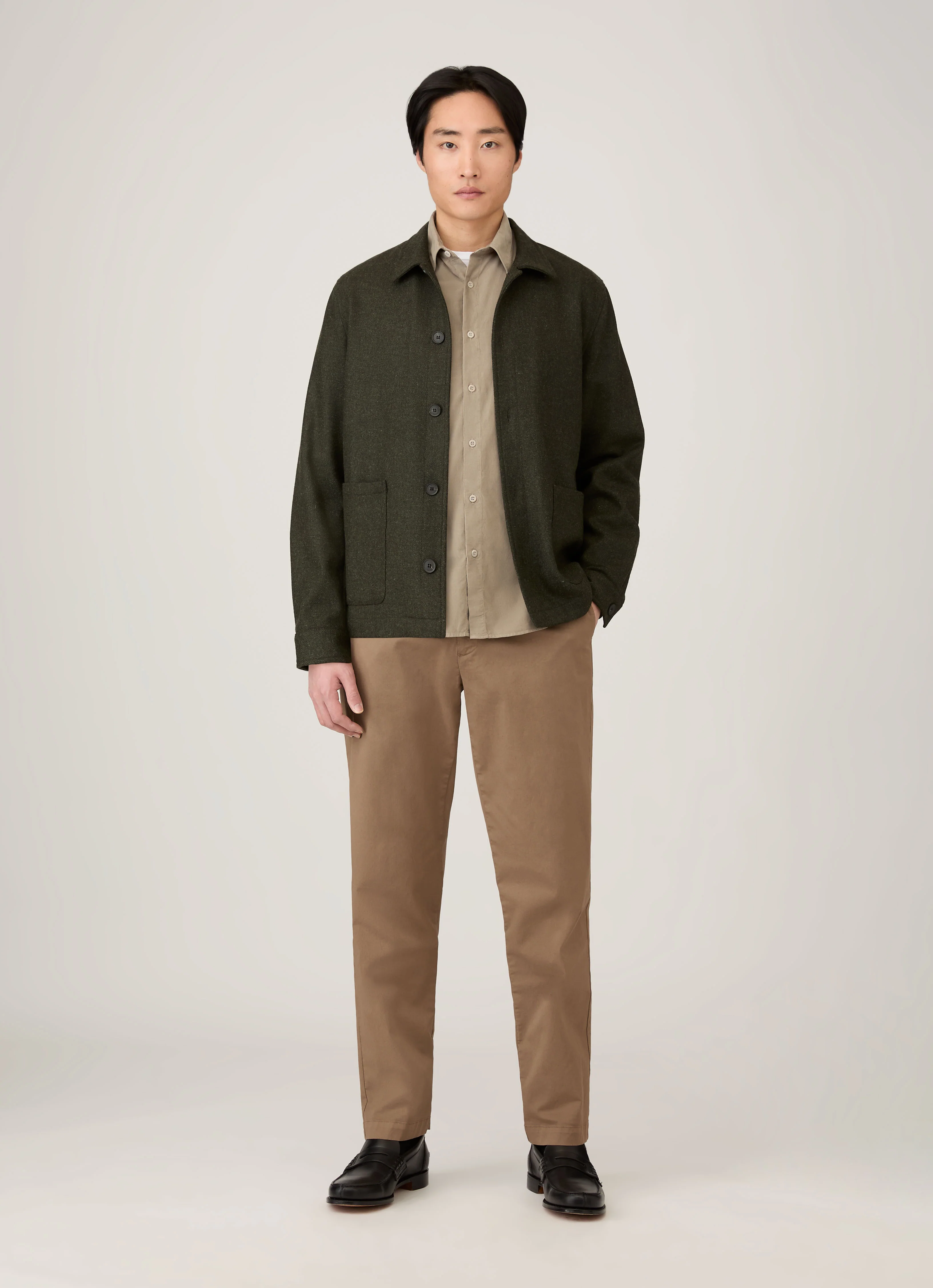 Men's Fine Cord Shirt in Fog - Image 3
