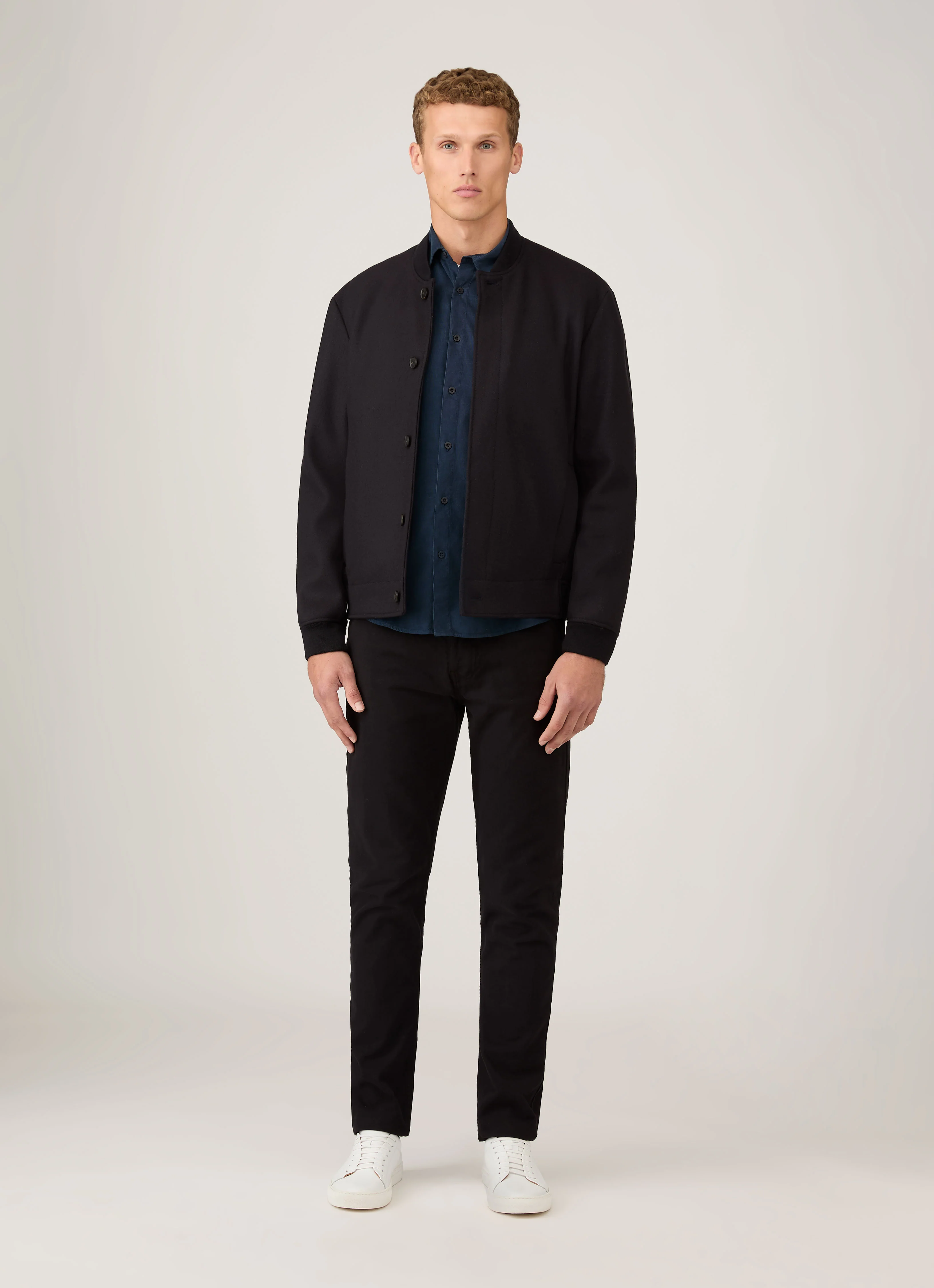 Men's Fine Cord Shirt in Navy - Image 3